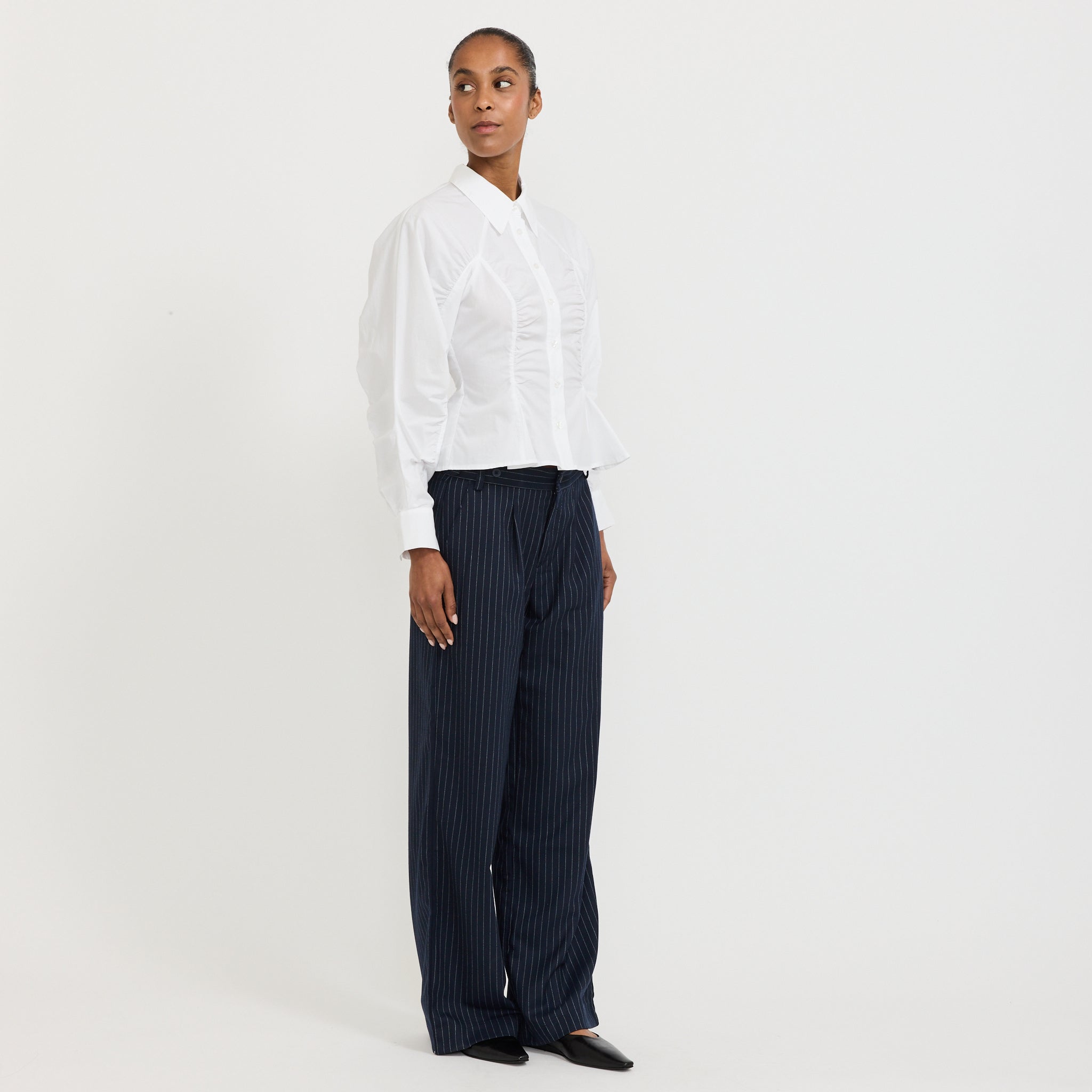 Belleville Ruched Shirt White