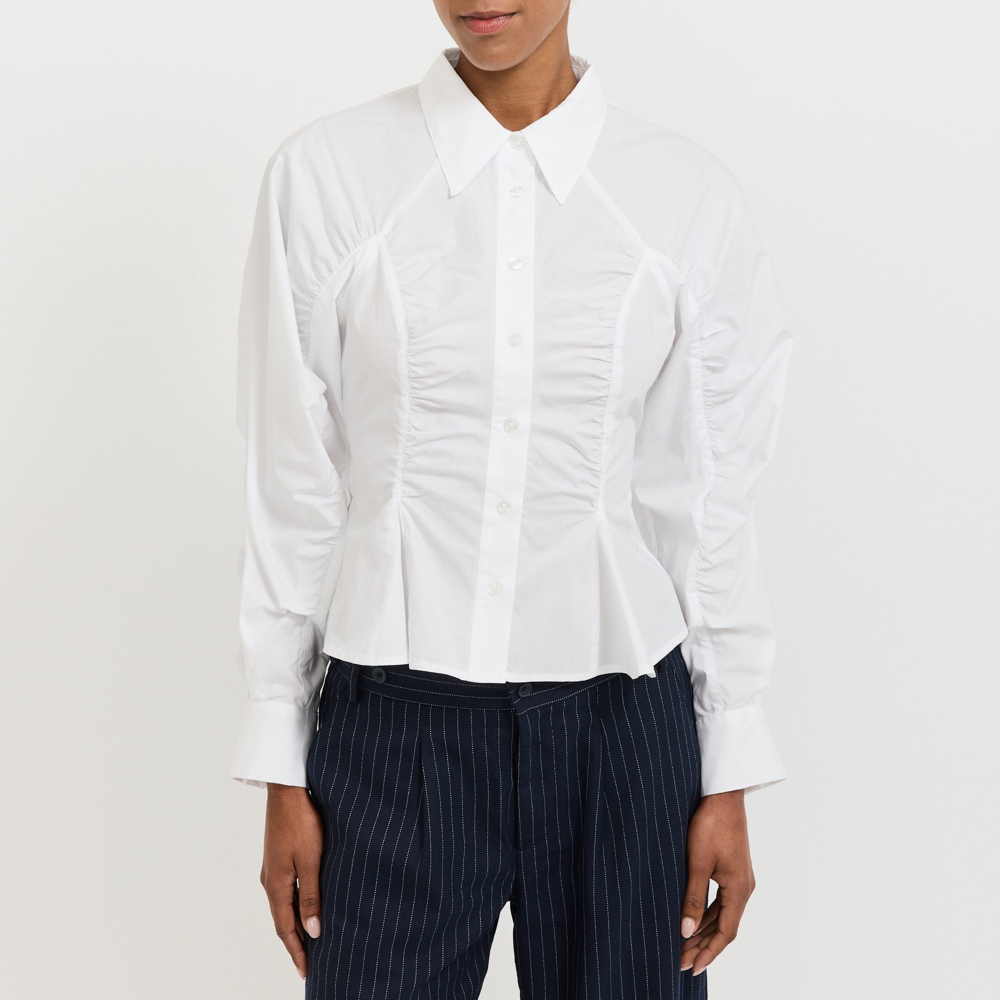 Belleville Ruched Shirt White