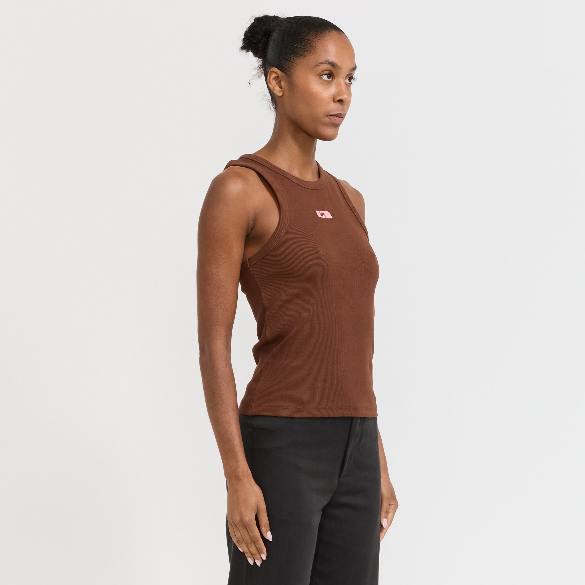 Laagam | Embroidered Logo Tank Top Brown | Maplestore