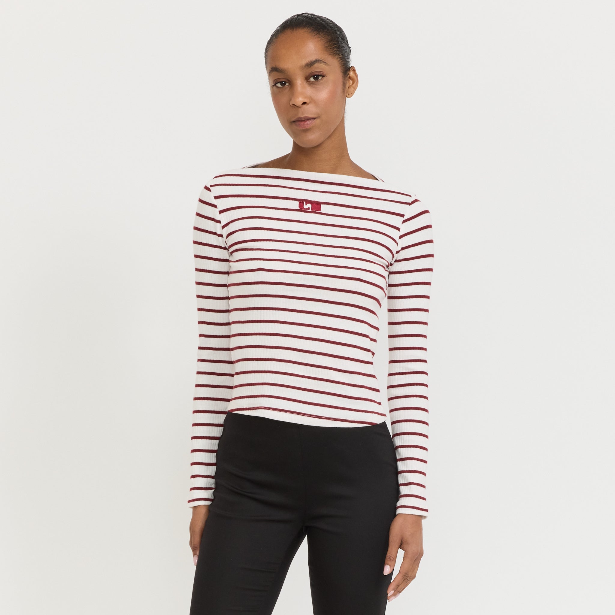 Emory Striped Long Sleeve T-Shirt Red