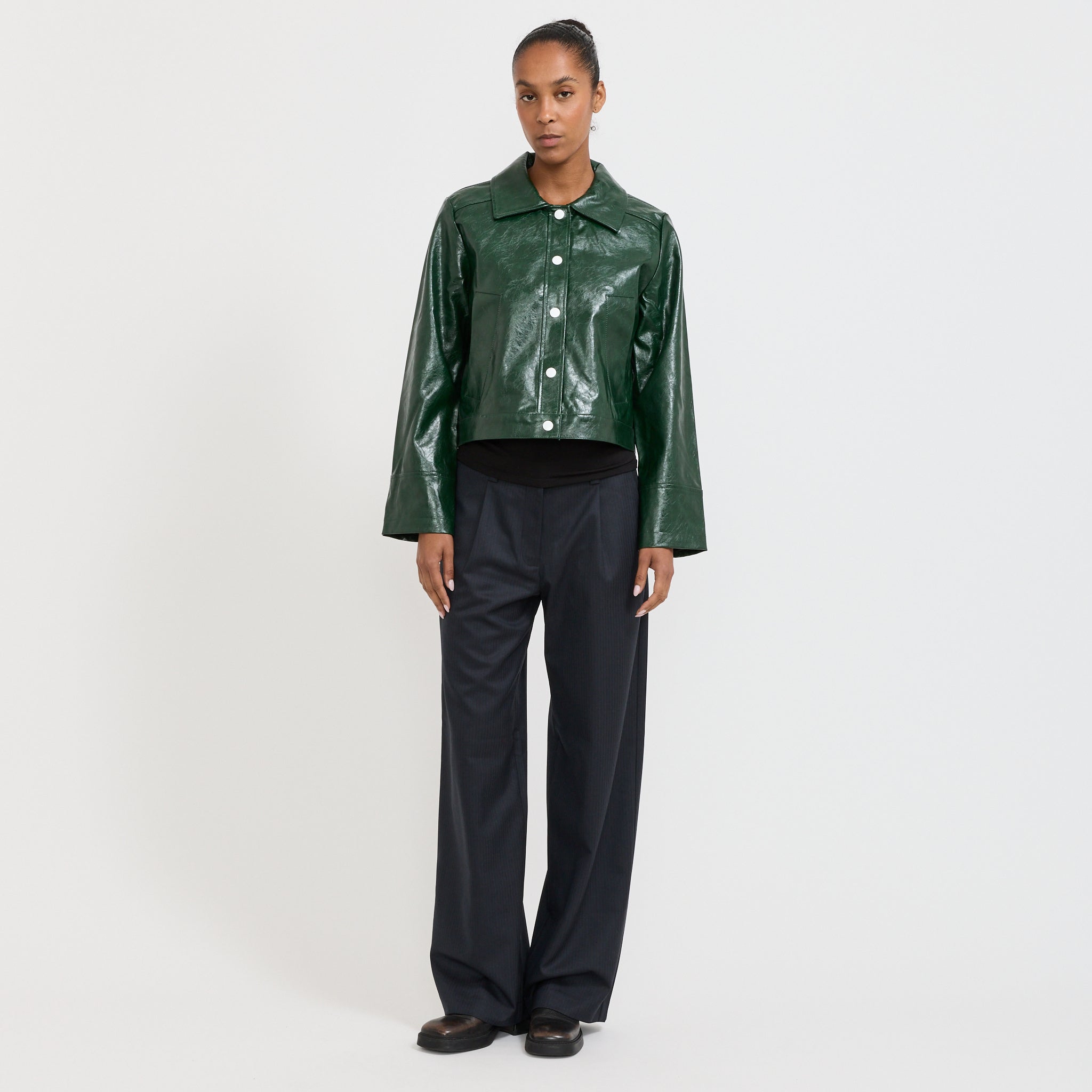 Laagam | Lena Faux Leather Jacket Green | Maplestore