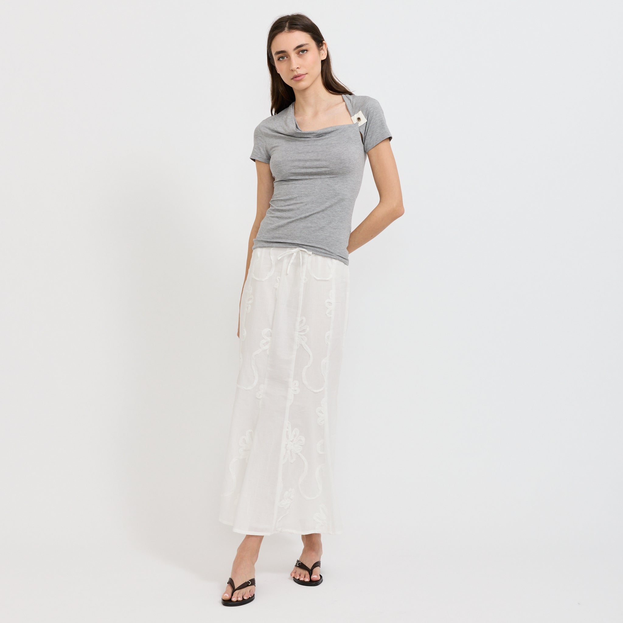Lila White Midi Skirt