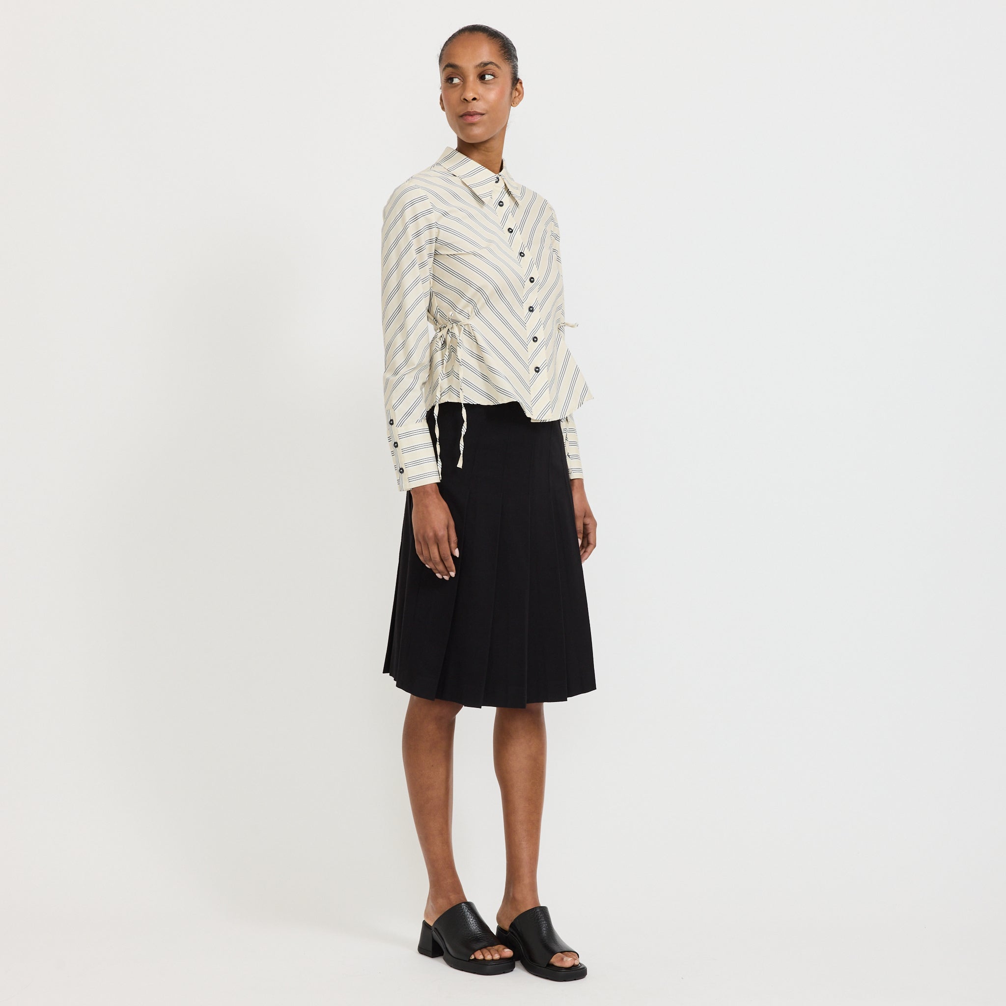 Opera Black/White Stripe Shirt Ecru