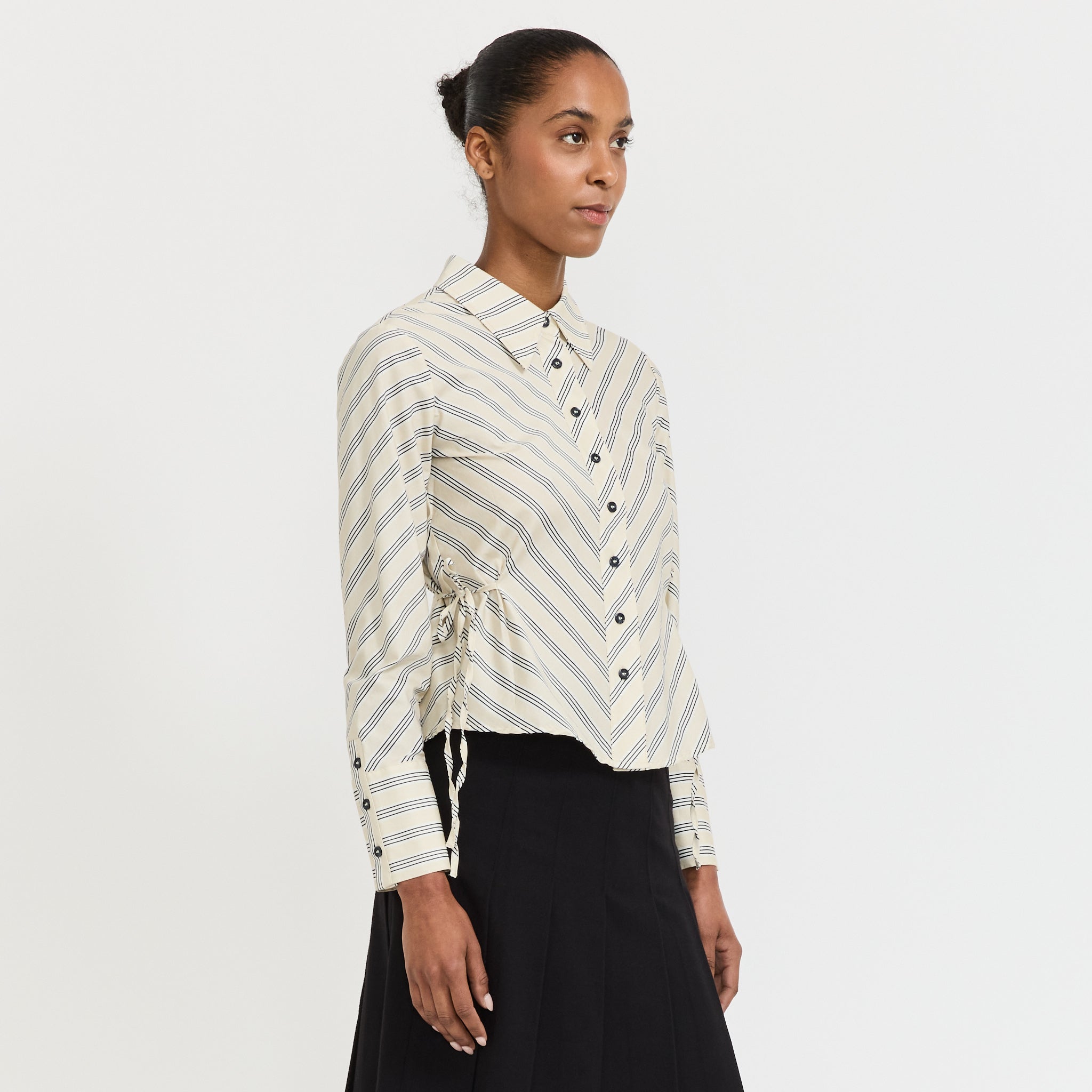 Opera Black/White Stripe Shirt Ecru