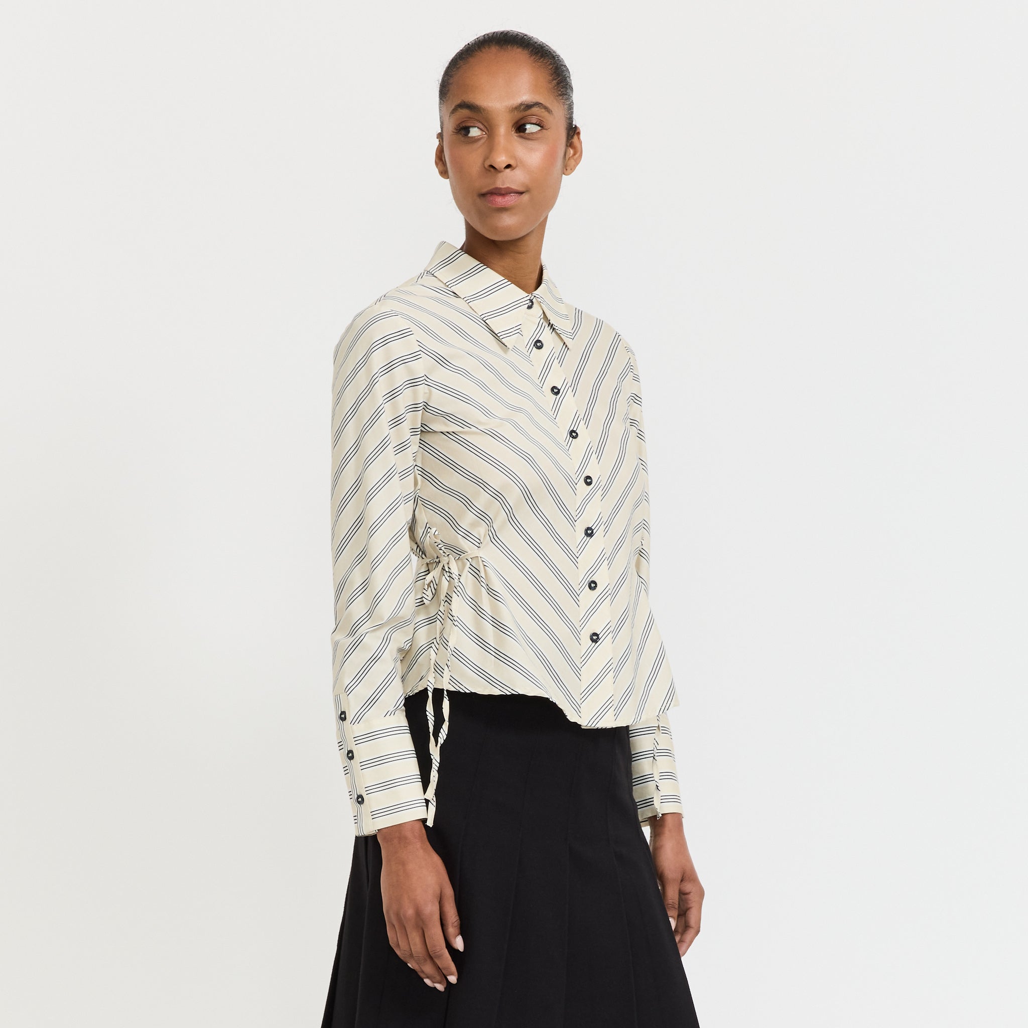 Opera Black/White Stripe Shirt Ecru