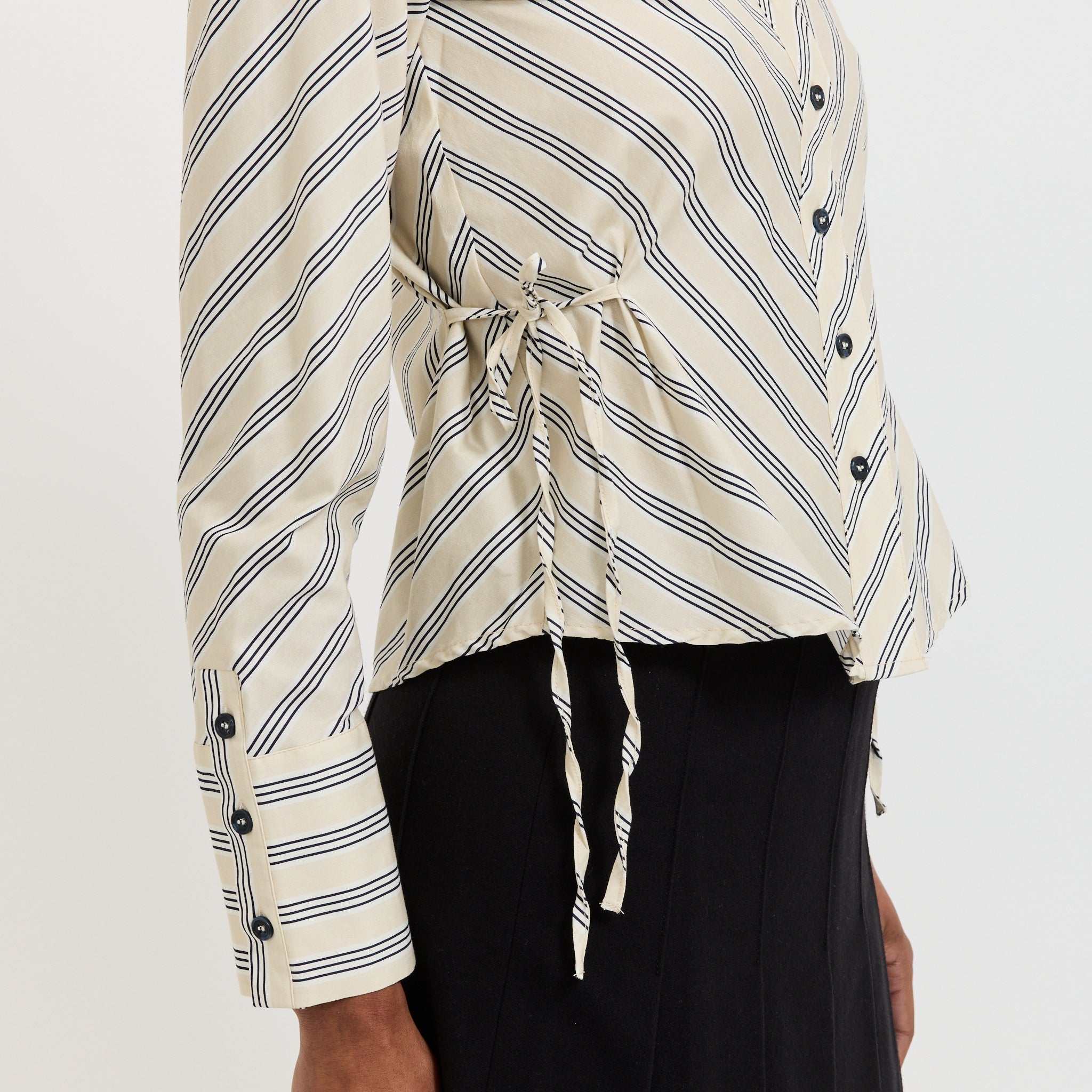 Opera Black/White Stripe Shirt Ecru