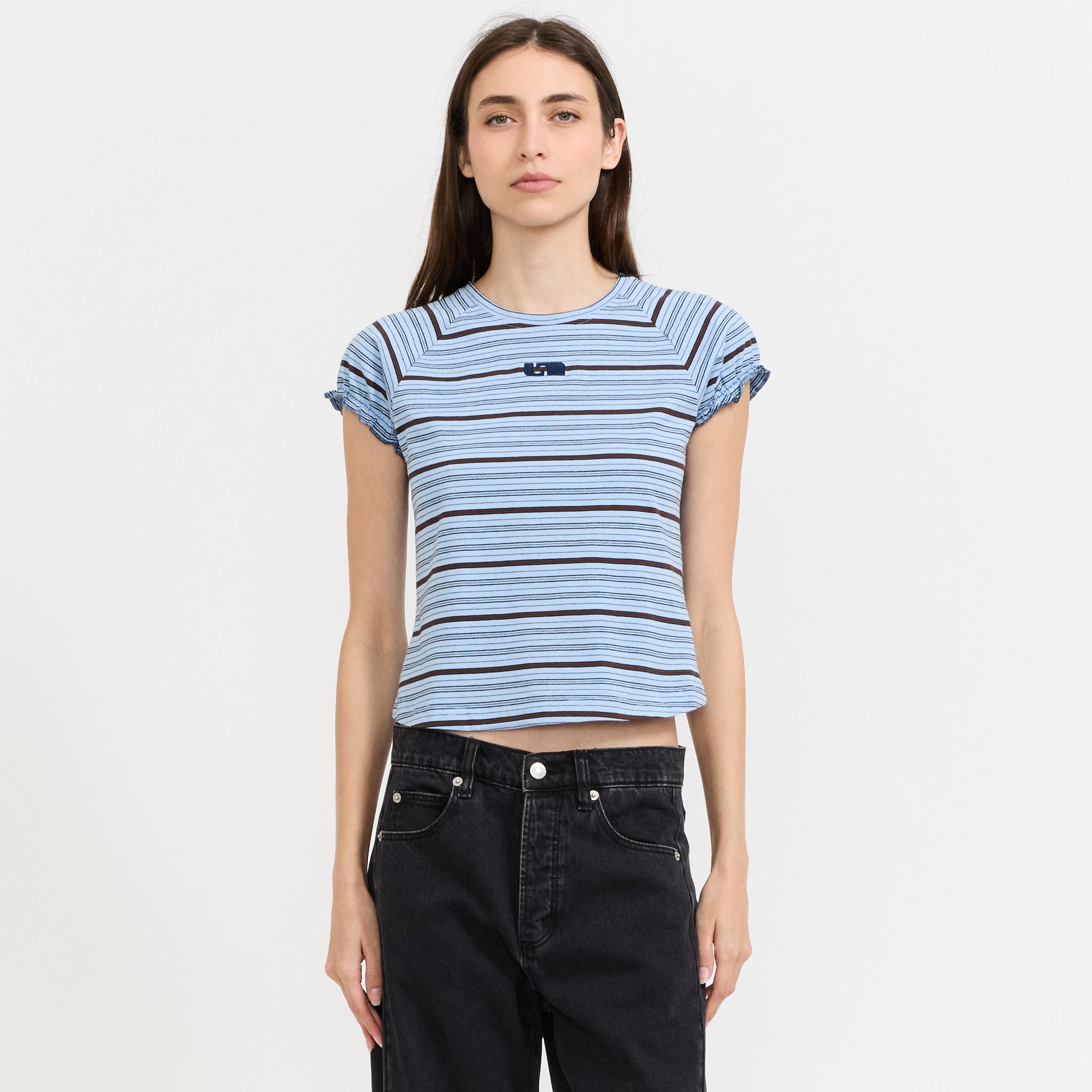 Zaira Blue Embroidered Logo T-Shirt Blue
