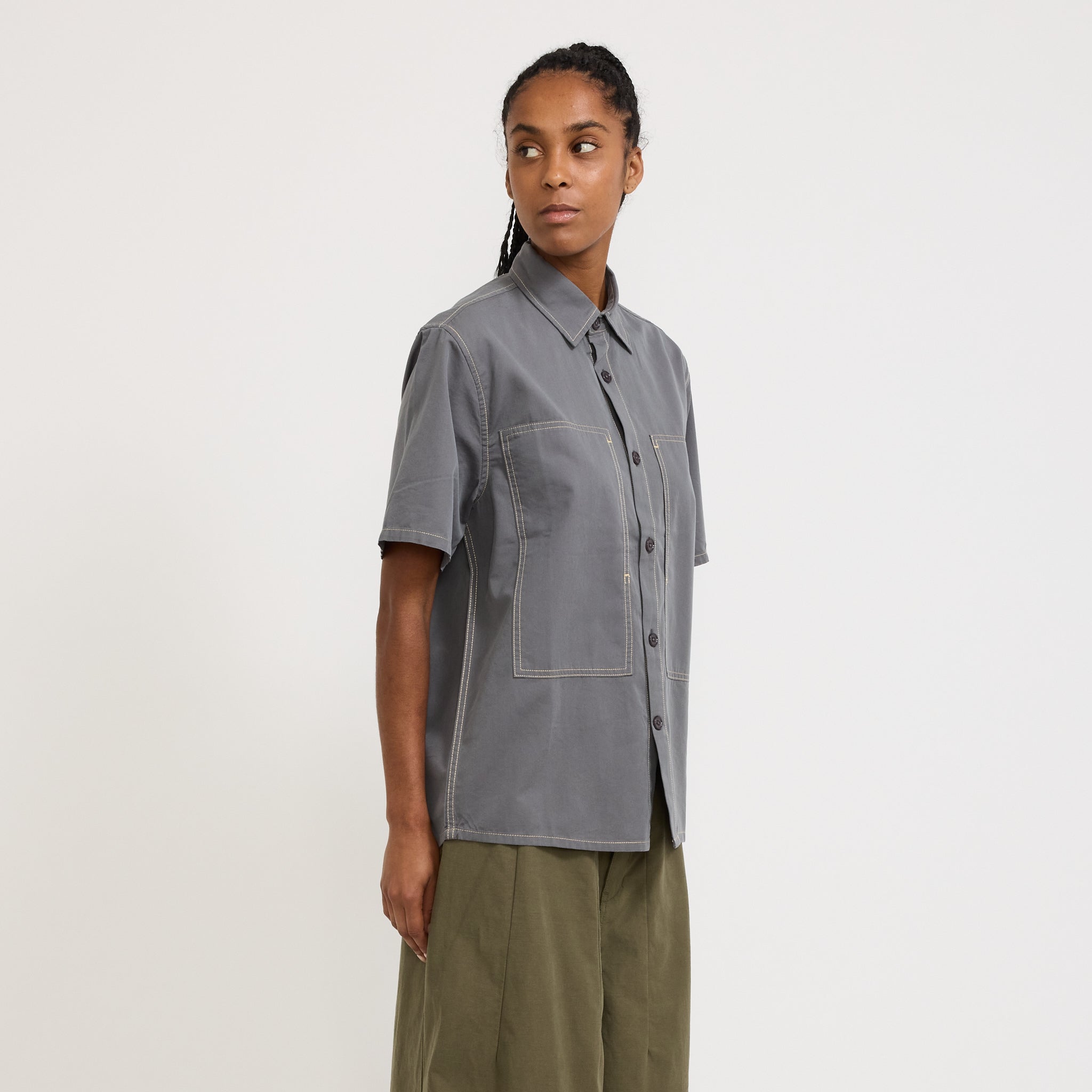 Womens Cliff Short Sleeve Shirt Charcoal