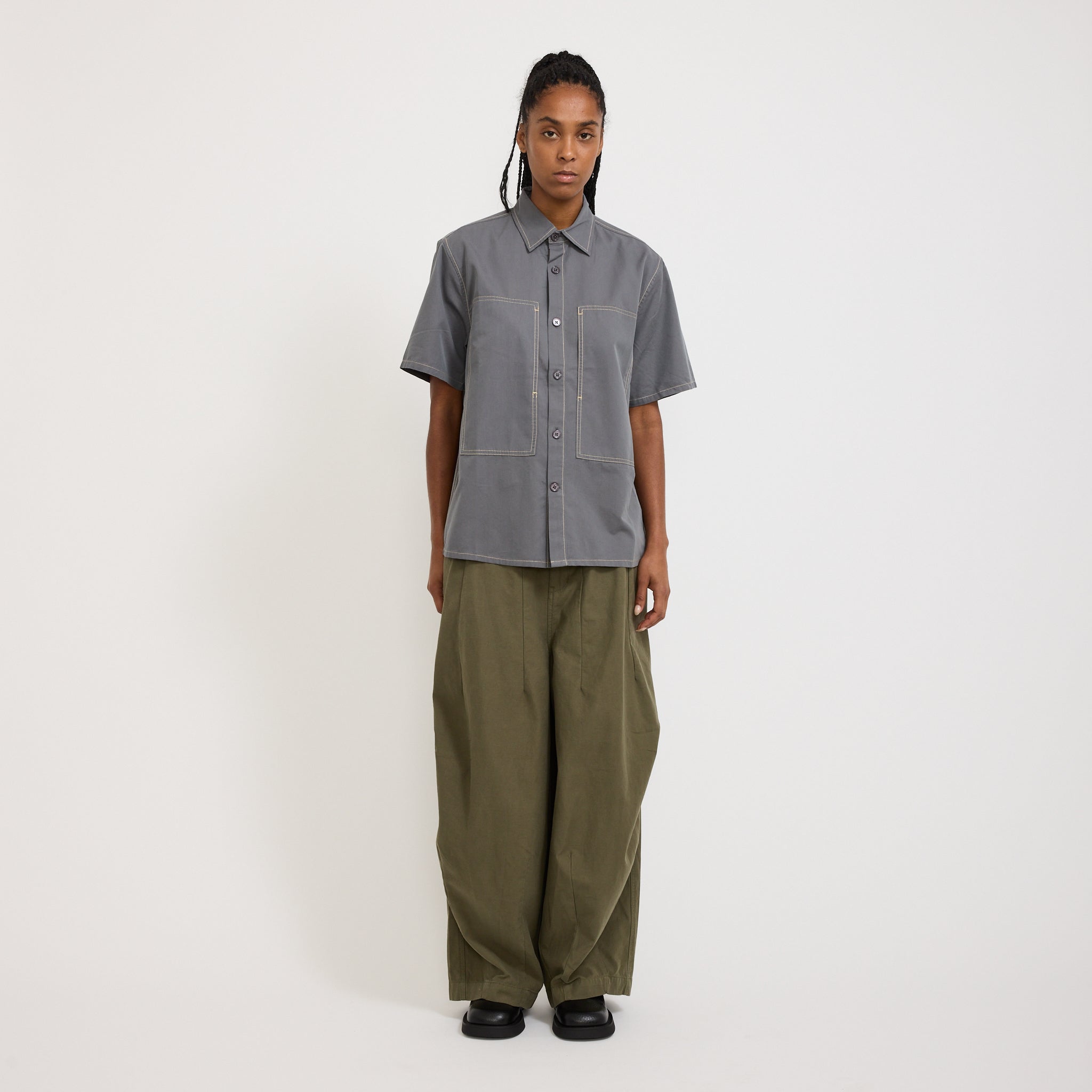 Womens Cliff Short Sleeve Shirt Charcoal