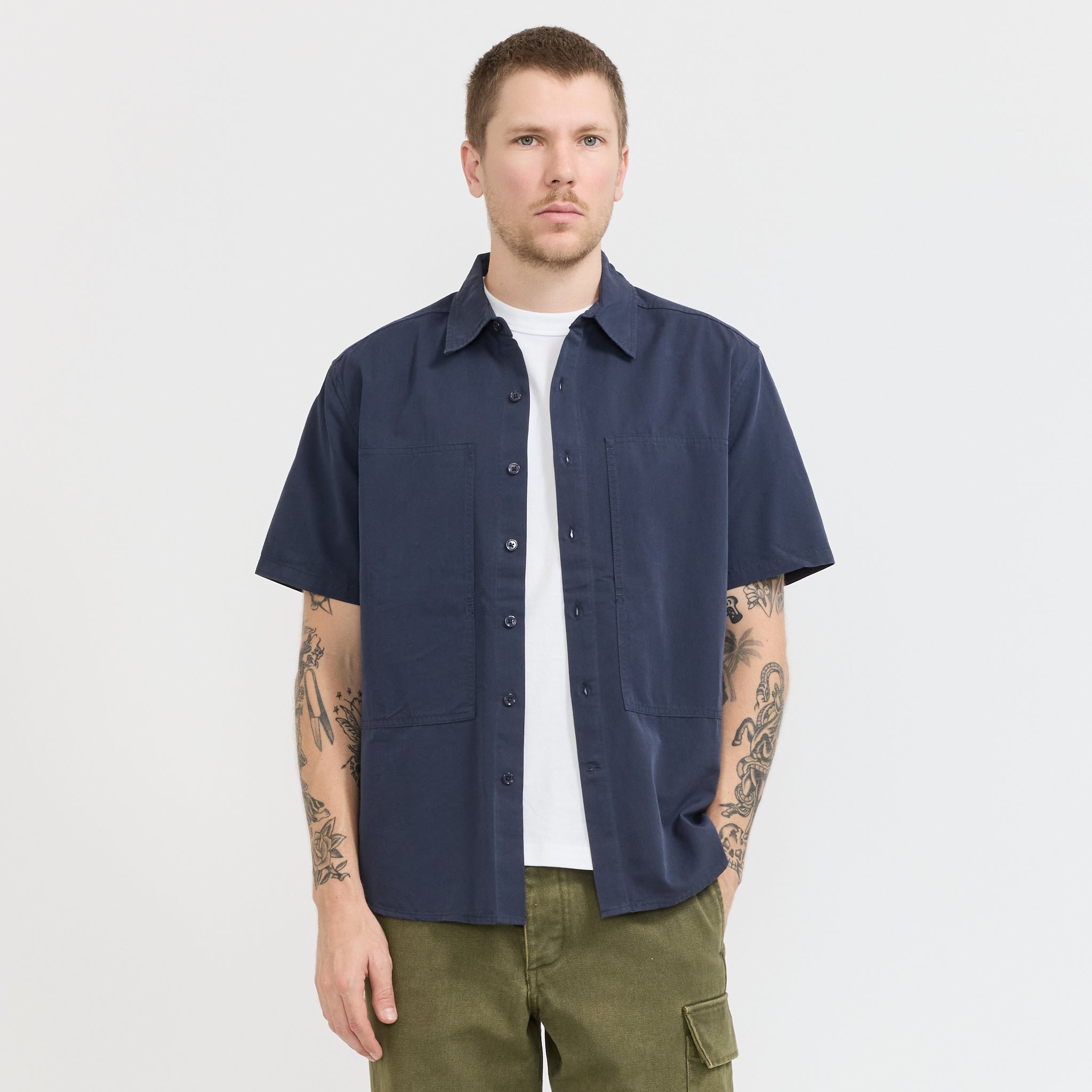 Larriet | Cliff Short Sleeve Shirt Navy | Maplestore