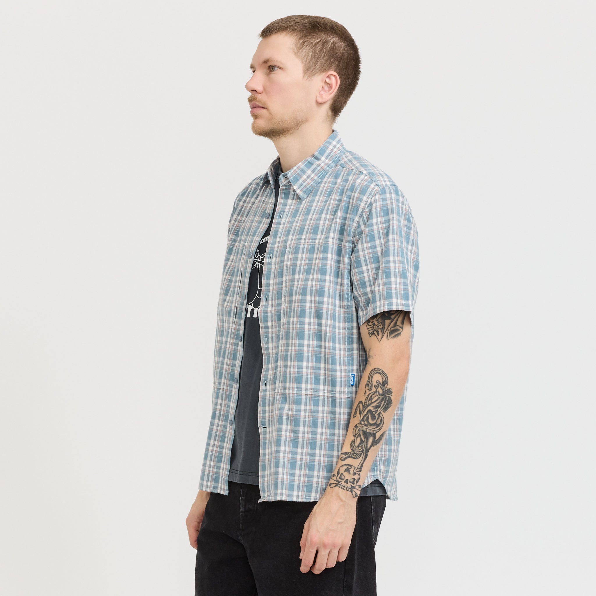 Cliff Short Sleeve Shirt Petrol Plaid