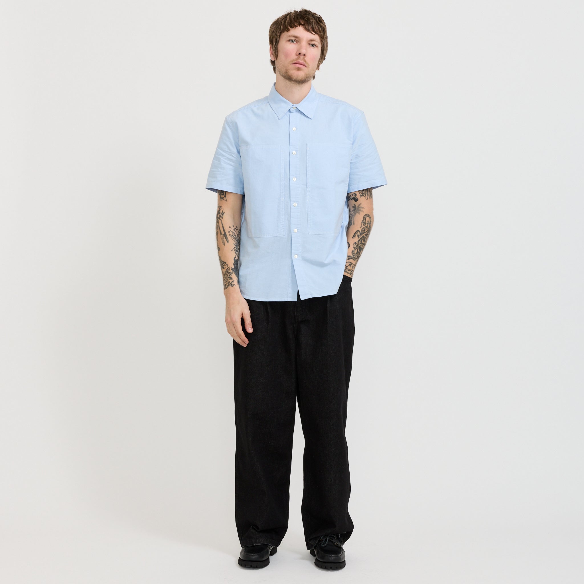 Cliff Short Sleeve Shirt Blue Oxford
