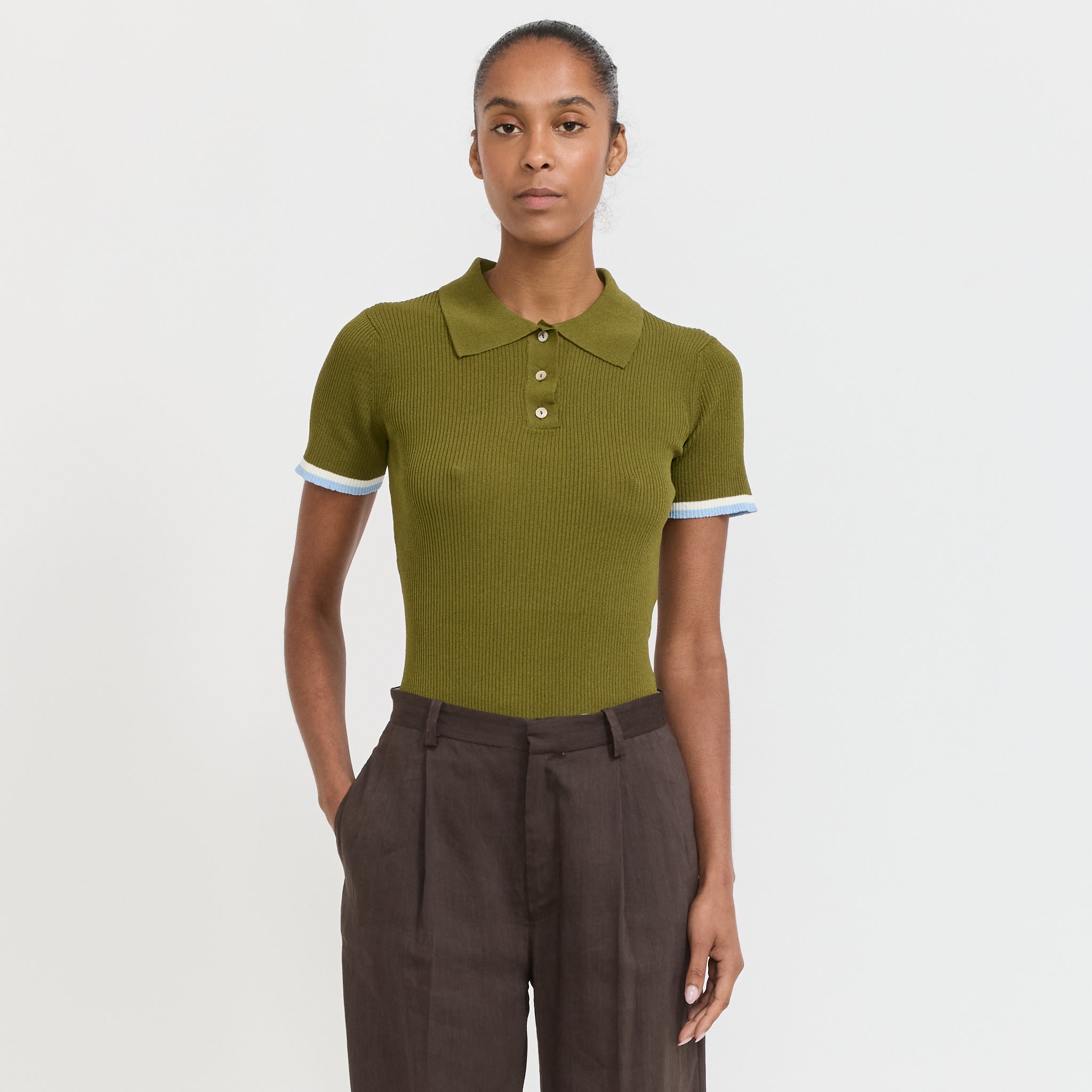 Le Mont Saint Michel | Selaste Short Sleeve Polo Kaki | Maplestore