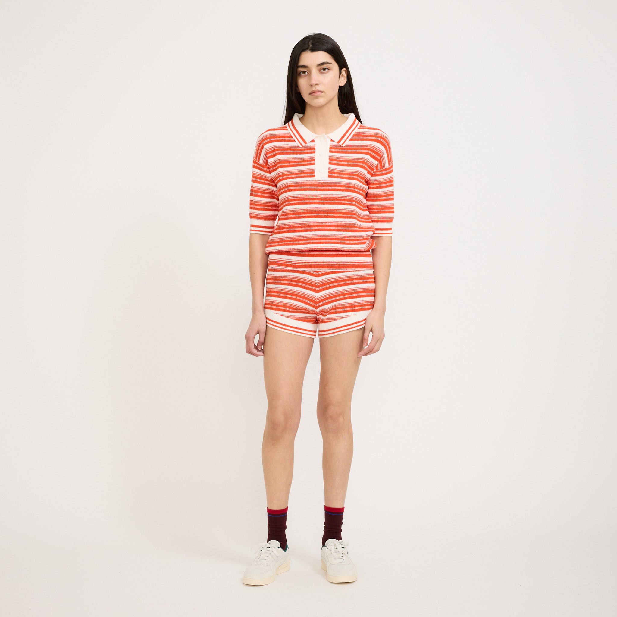 Luna Striped Polo Solar/White