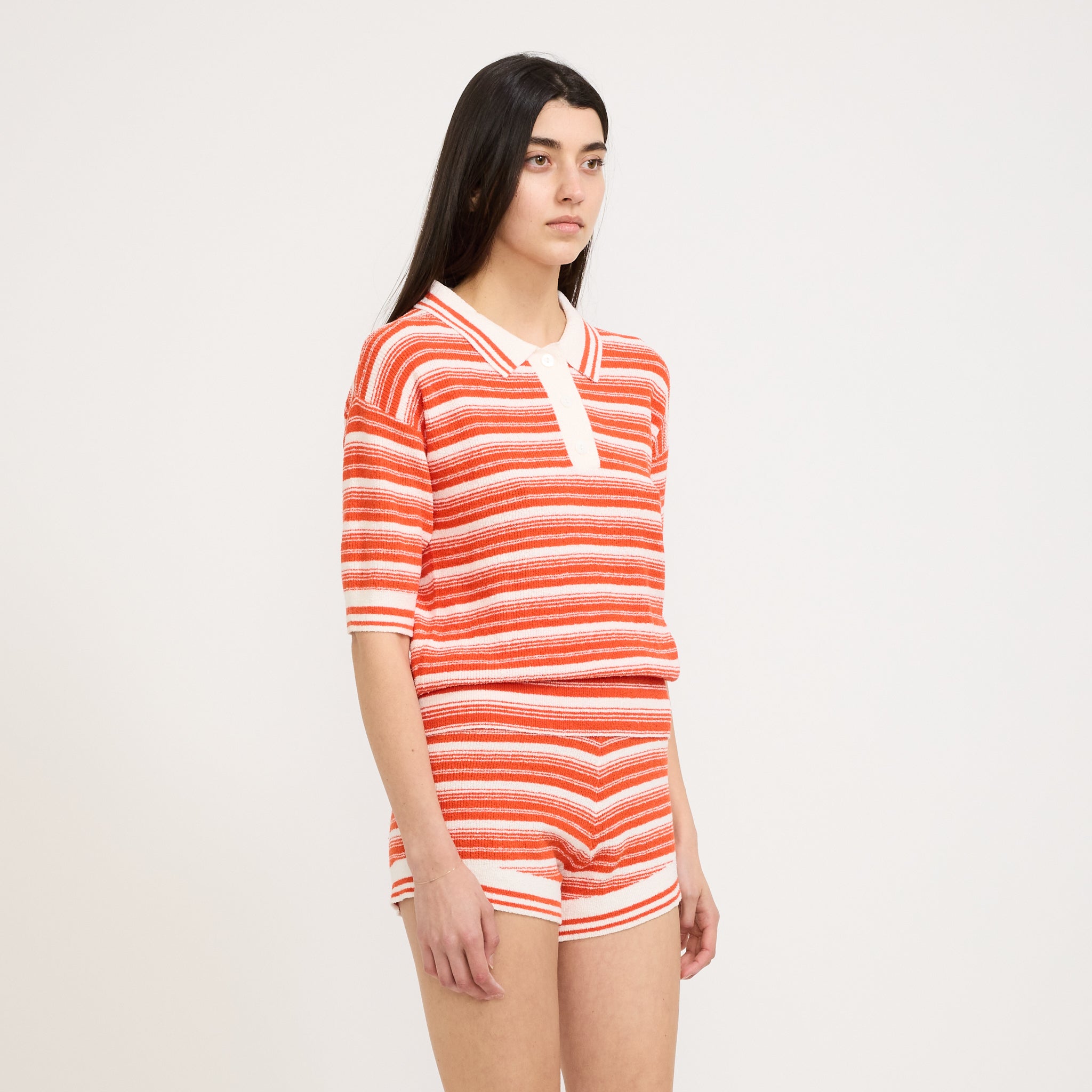 Luna Striped Polo Solar/White
