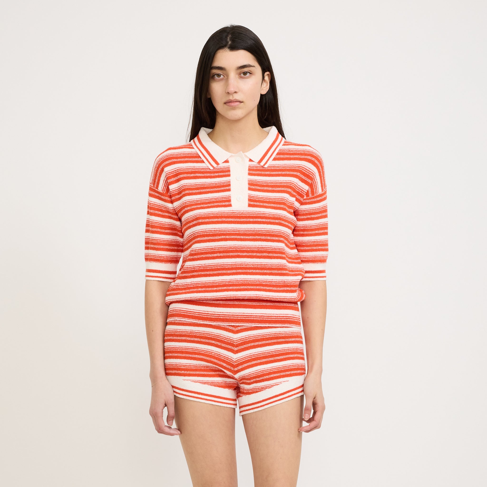 Luna Striped Polo Solar/White