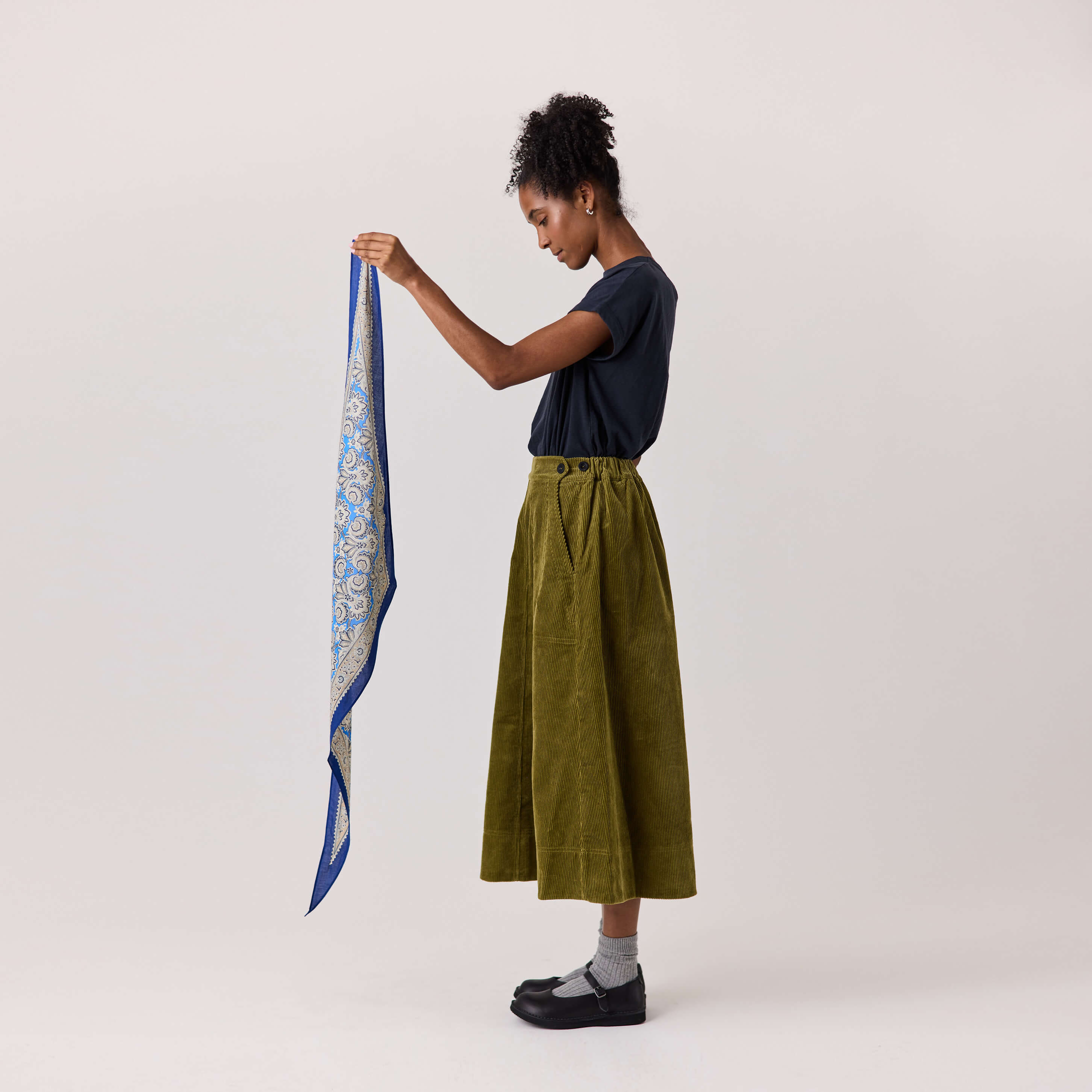 Paisley Print Cotton Bandana Ink Blue