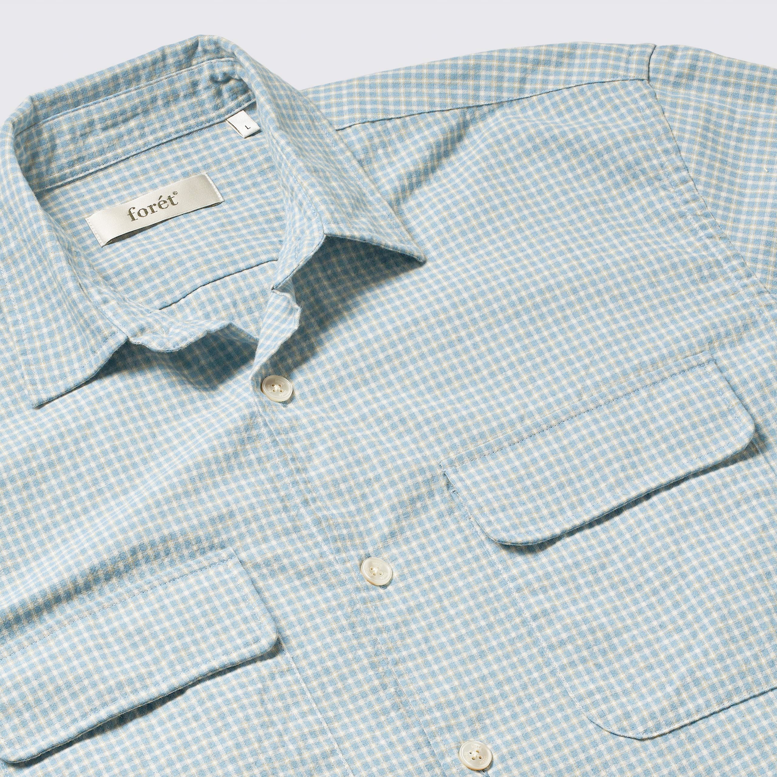 Lunar Relaxed Fit Textured Overshirt Light Blue Check