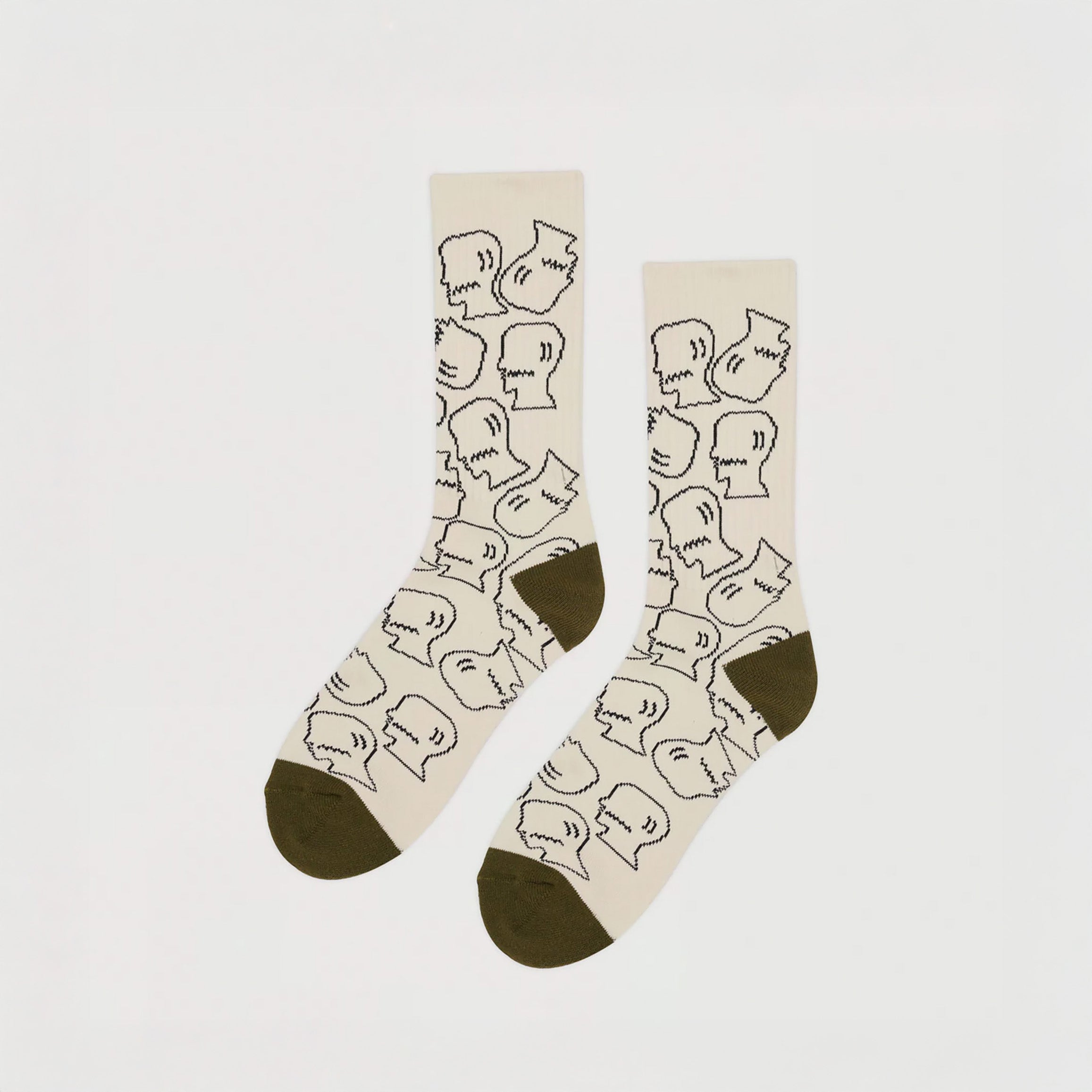 Brain Dead | Logohead Crew Socks Cream | Maplestore