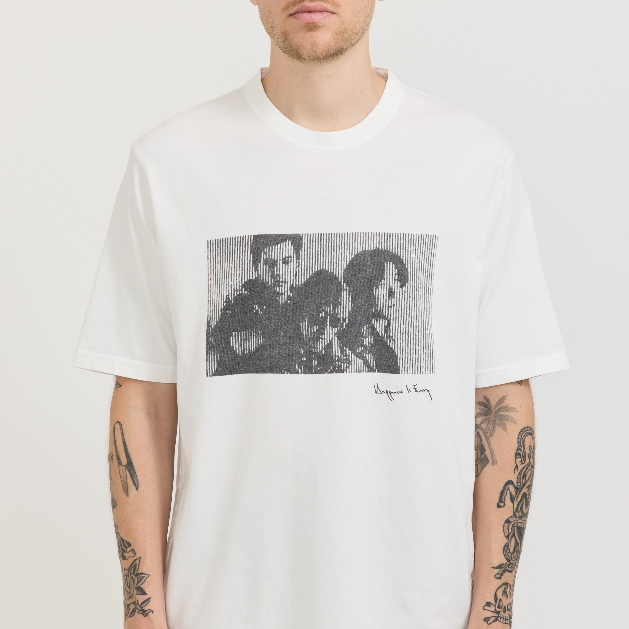 Happiness Is Easy Tee Off White