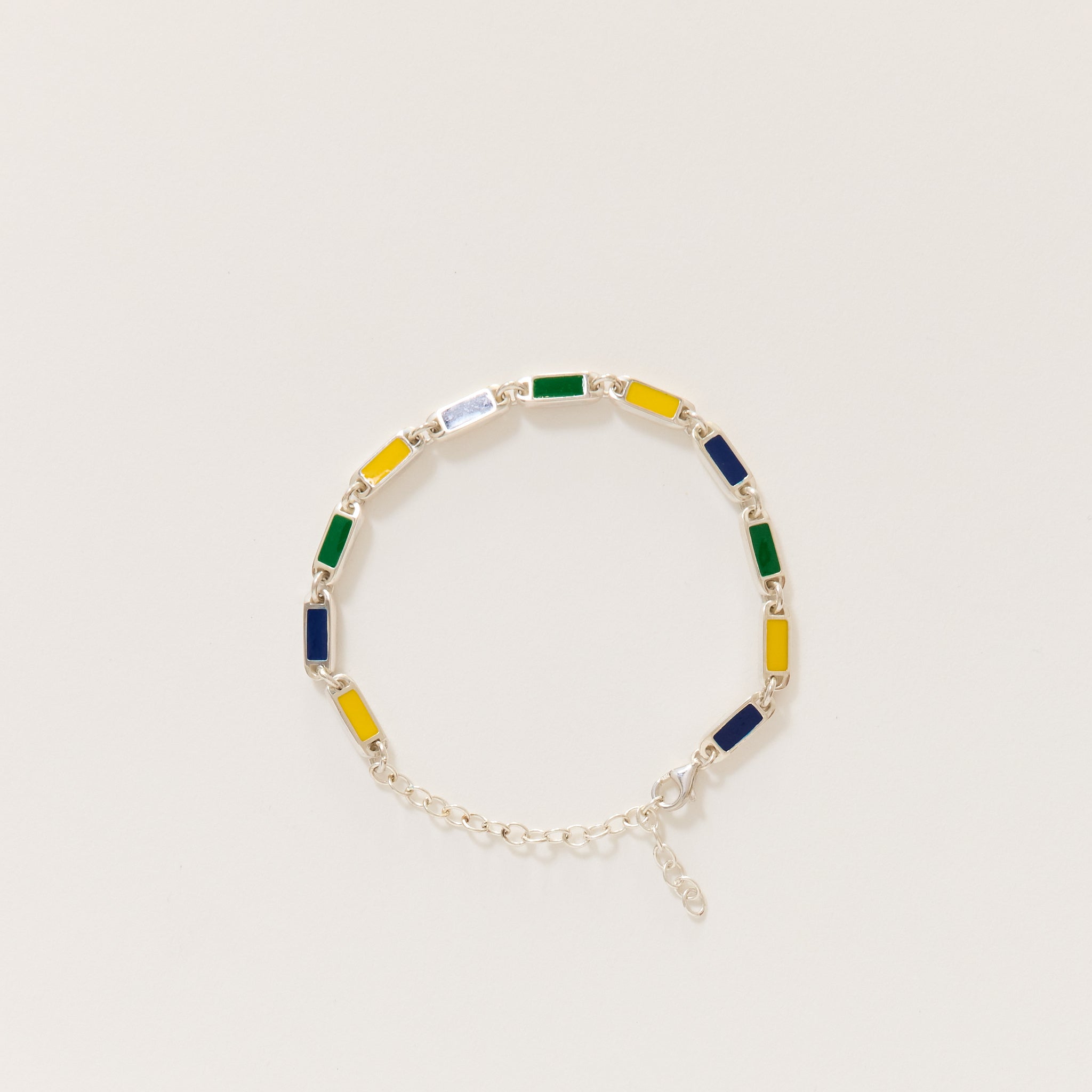 Poncho Bracelet Silver/Navy/Yellow/Green Resin