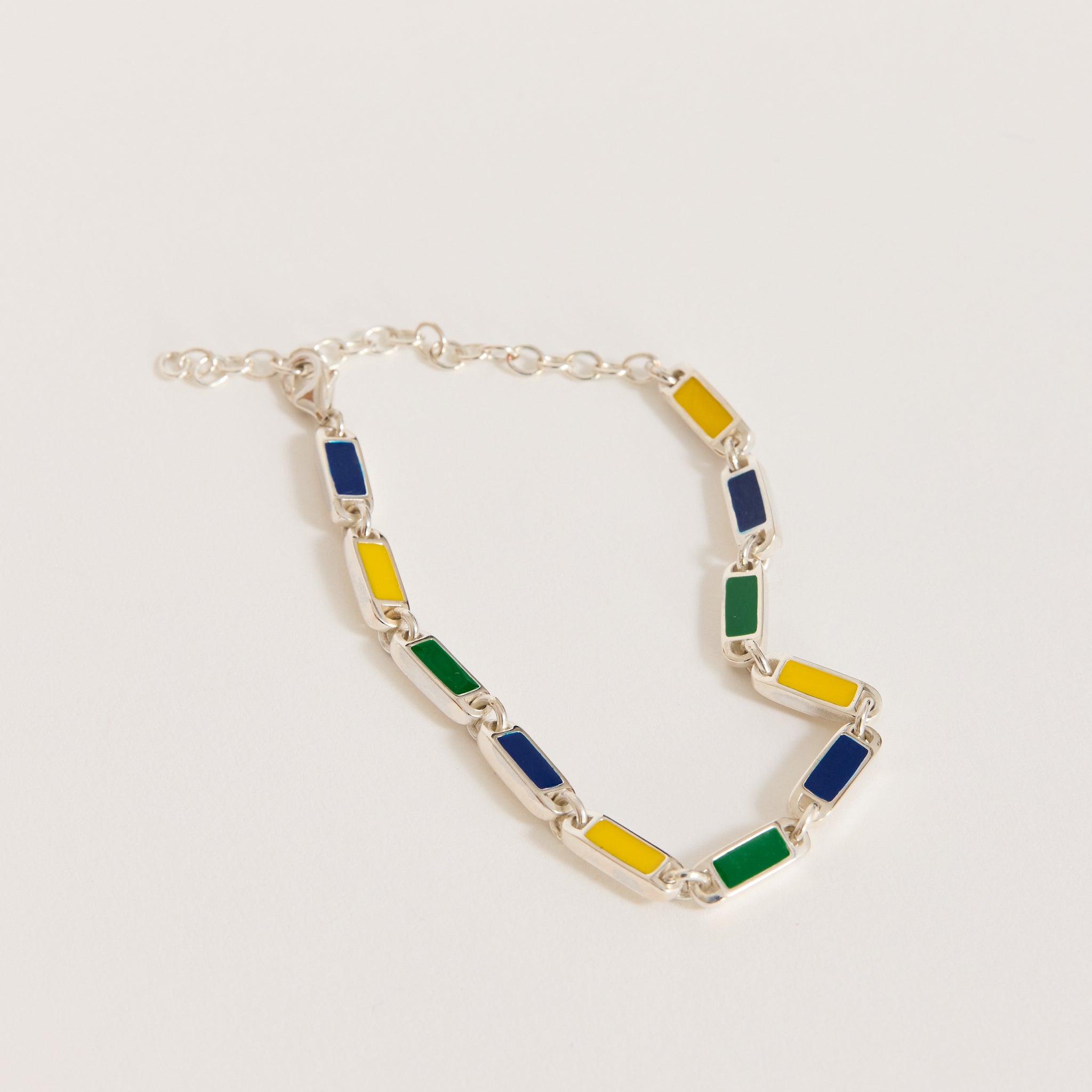Poncho Bracelet Silver/Navy/Yellow/Green Resin