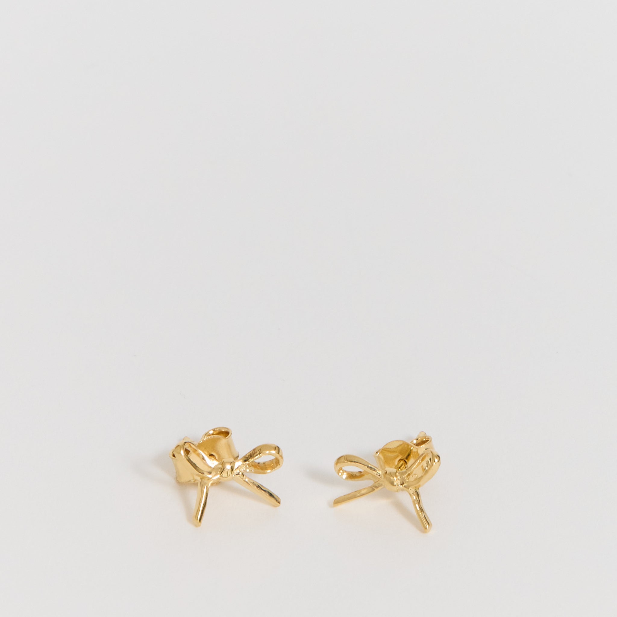 Bow Stud Earrings Small Gold Plated
