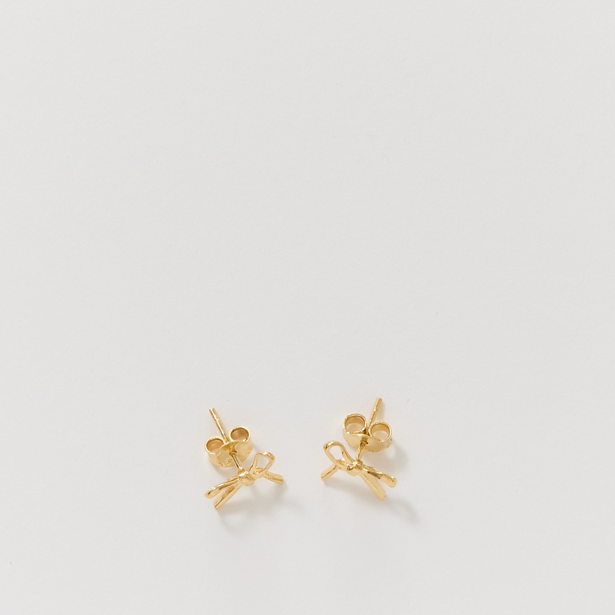 Bow Stud Earrings Small Gold Plated