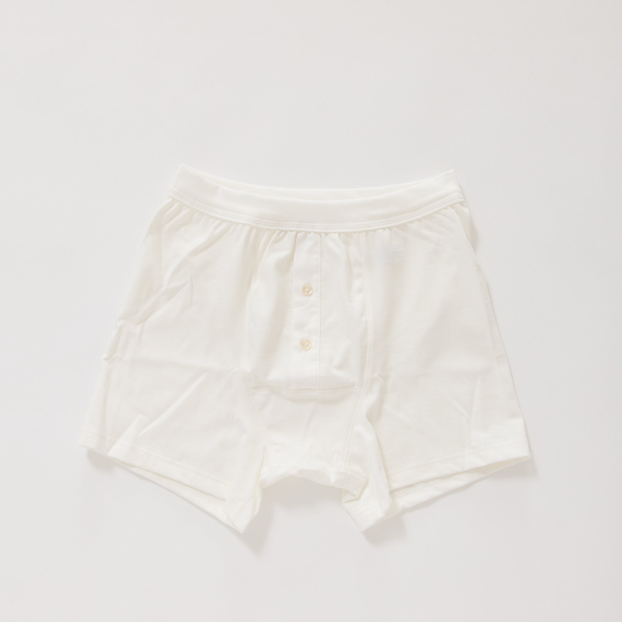 255 Loopwheeled Midweight Button Fly Boxer White