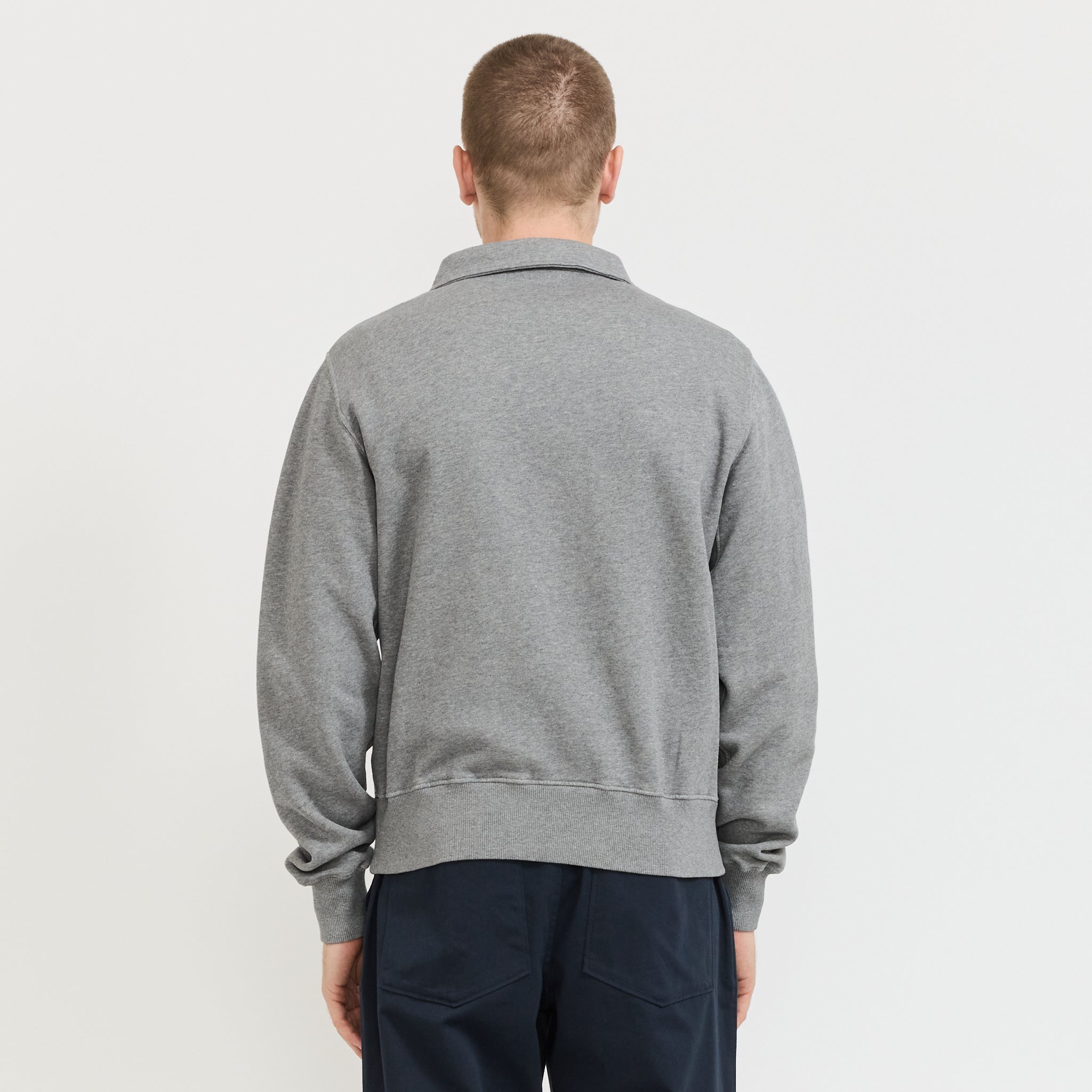 Zip Collar Sweatshirt Grey Melange