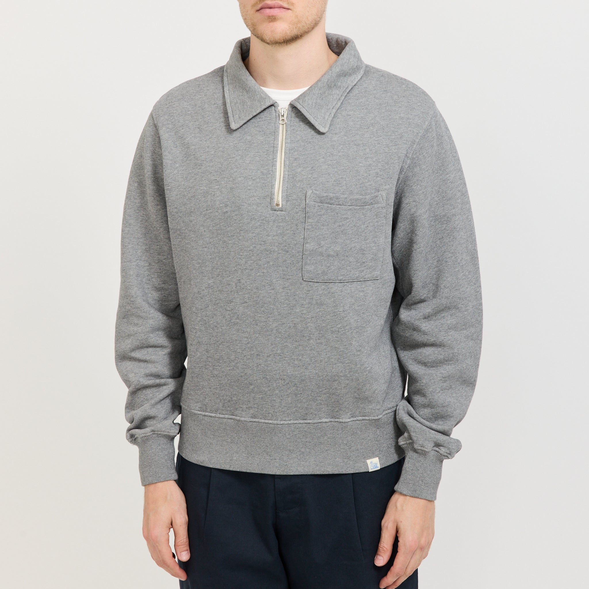Zip Collar Sweatshirt Grey Melange