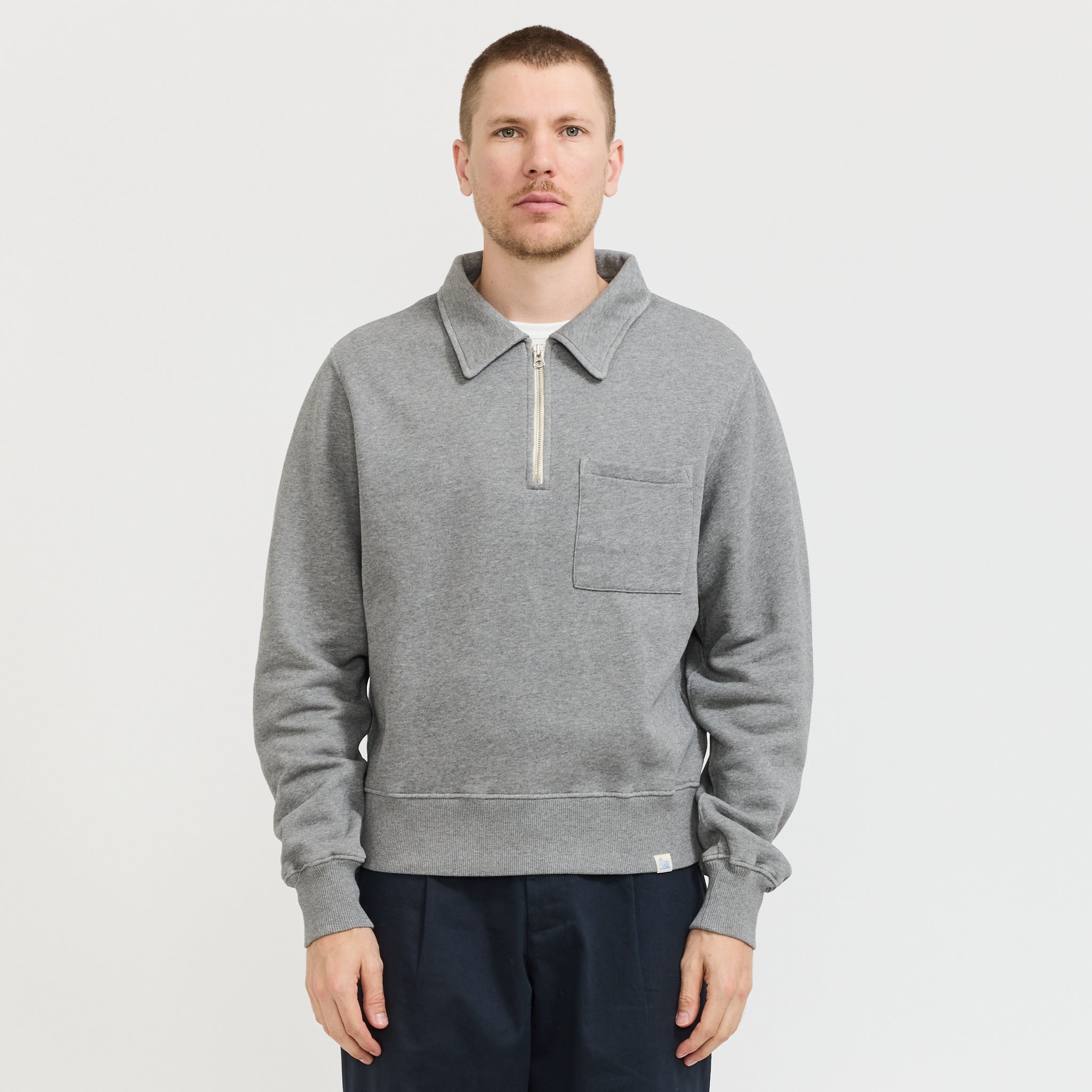Zip Collar Sweatshirt Grey Melange