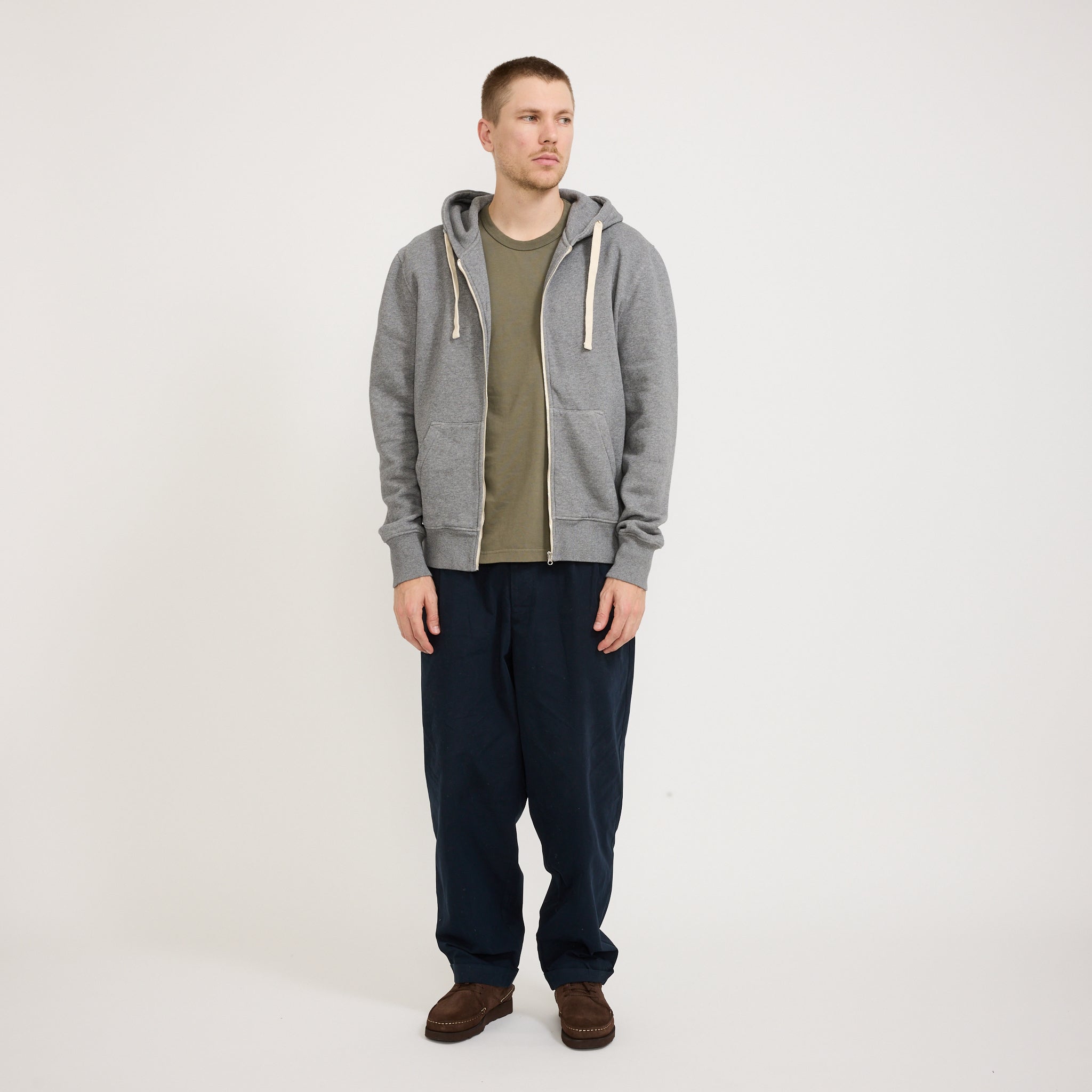 Merz B Schwanen | GOOD BASICS | Relaxed Fit Hooded Zip Jacket Grey Melange | Maplestore