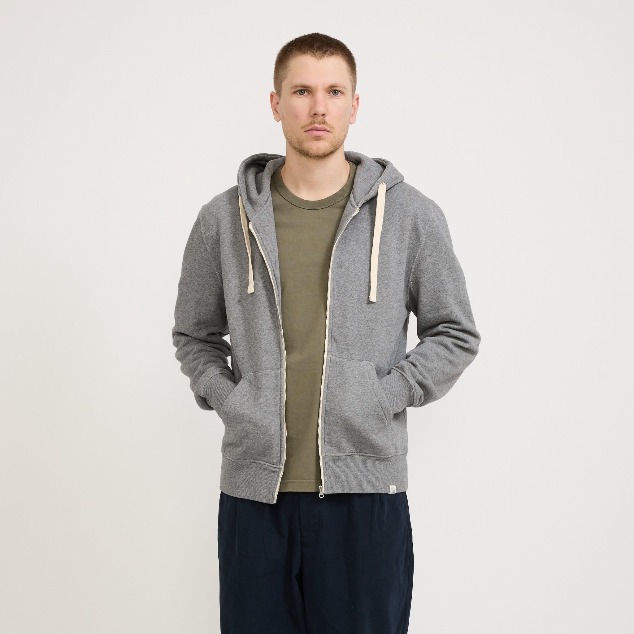 Merz B Schwanen | GOOD BASICS | Relaxed Fit Hooded Zip Jacket Grey Melange | Maplestore