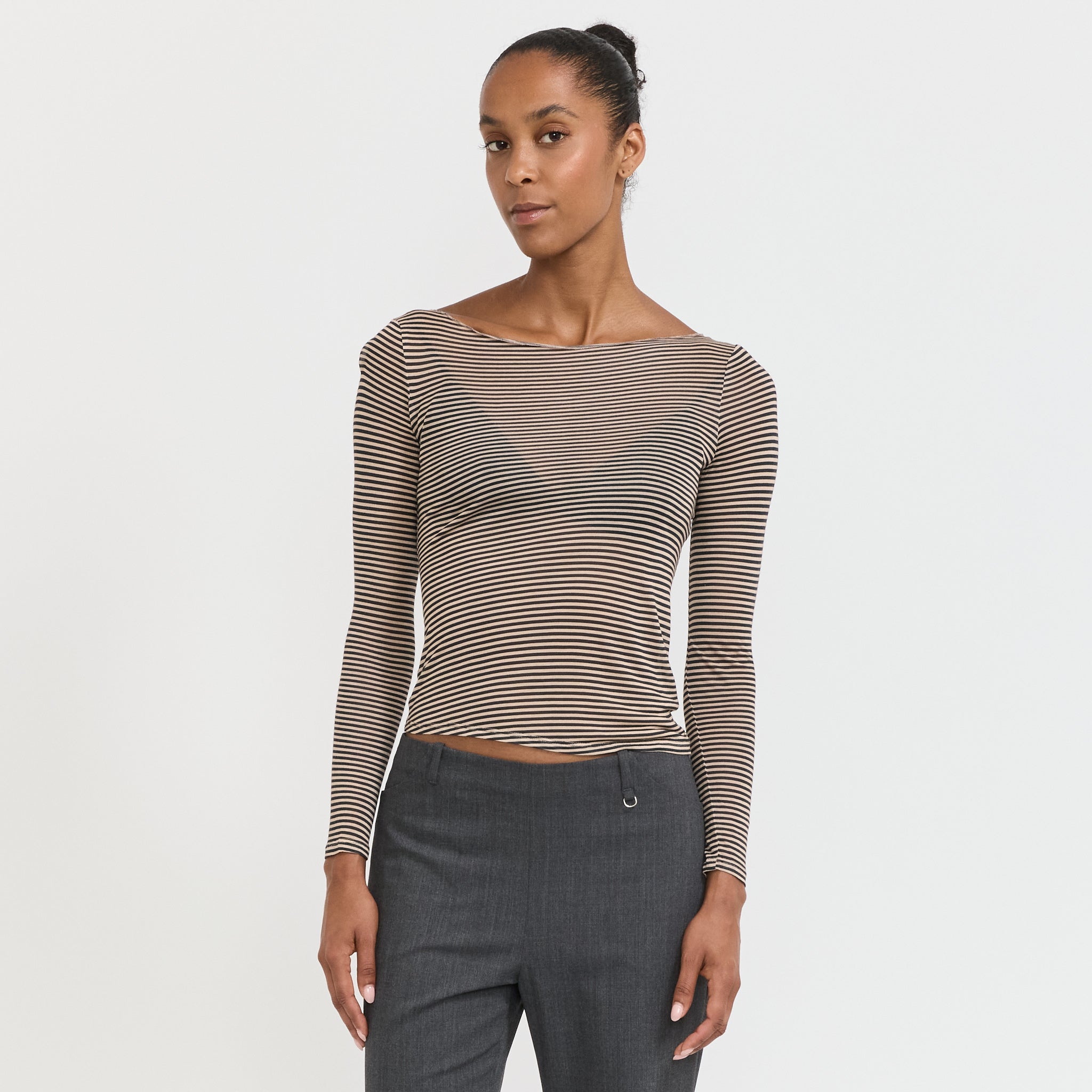 Miaou | Amelia Top Nude/Black Stripe | Maplestore