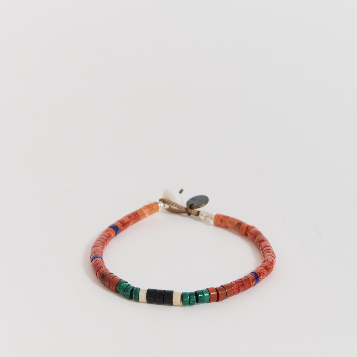 Heishi Beads Bracelet Coral/Malachite