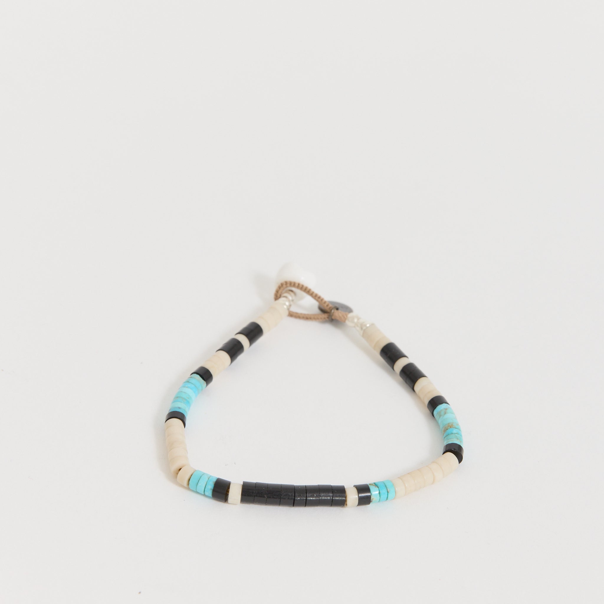 Heishi Beads Bracelet Fossil Jasper/Turquoise