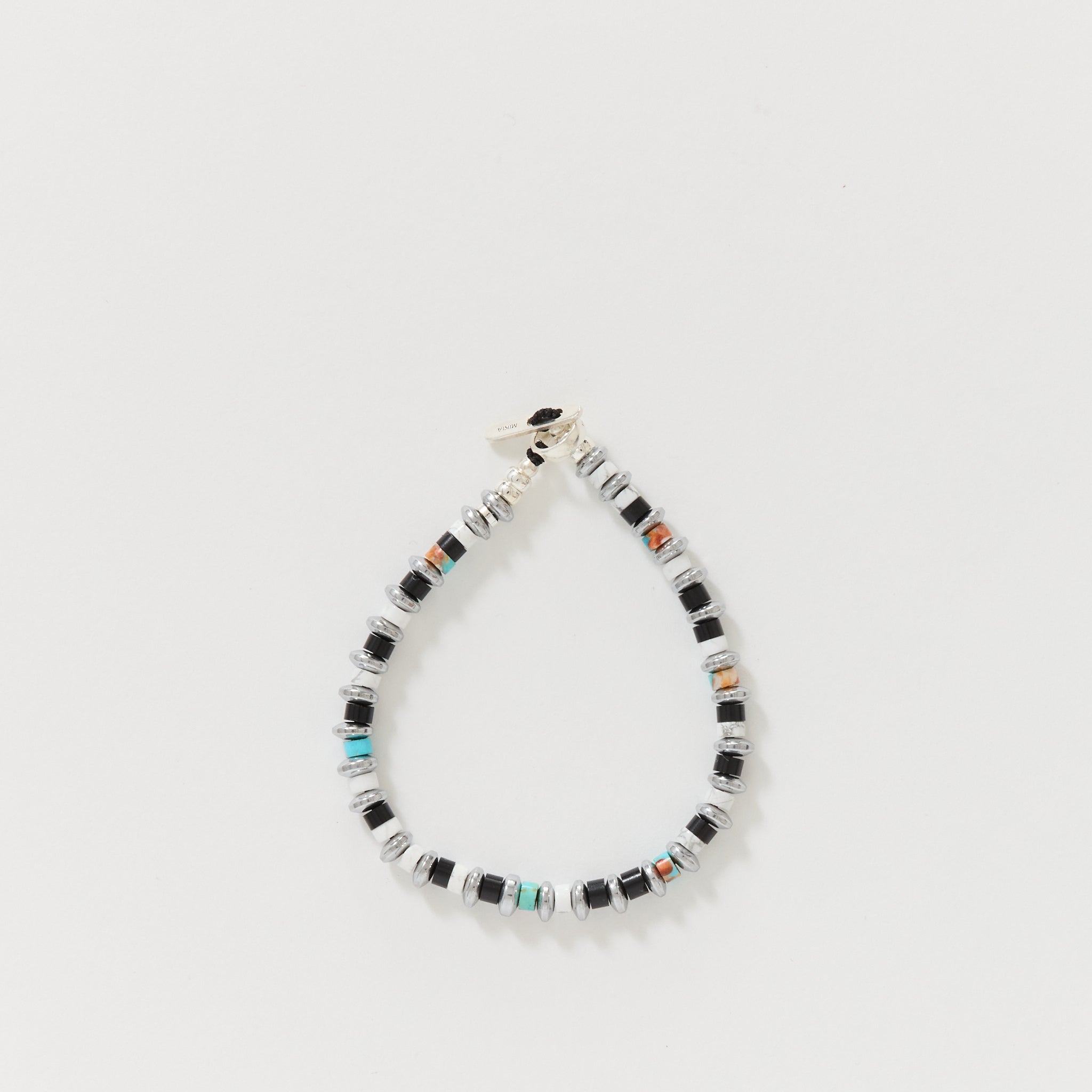 Hematite Roundel Bracelet Jet/Turquoise