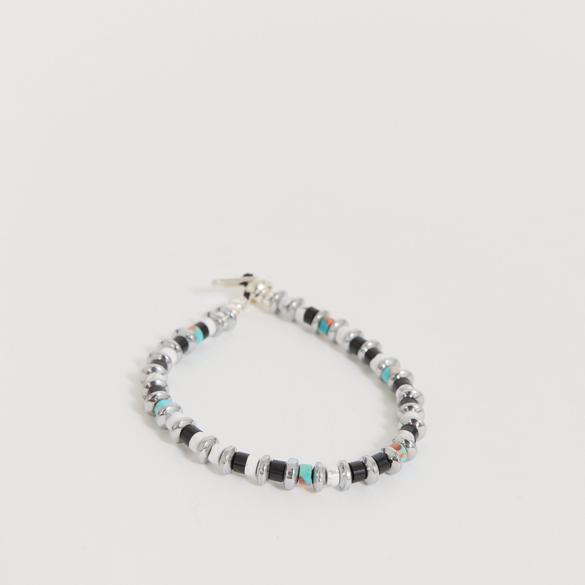Hematite Roundel Bracelet Jet/Turquoise