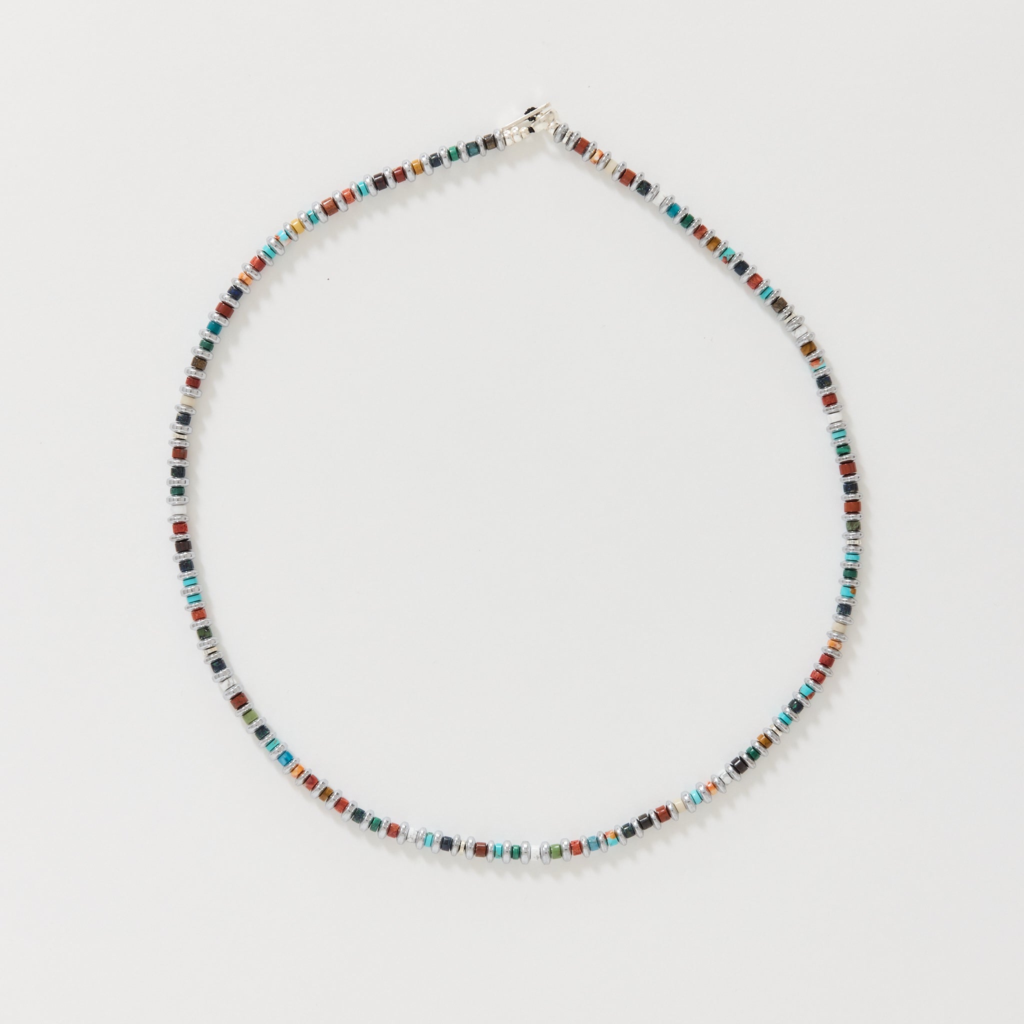 Hematite Roundel Beads Necklace Multi