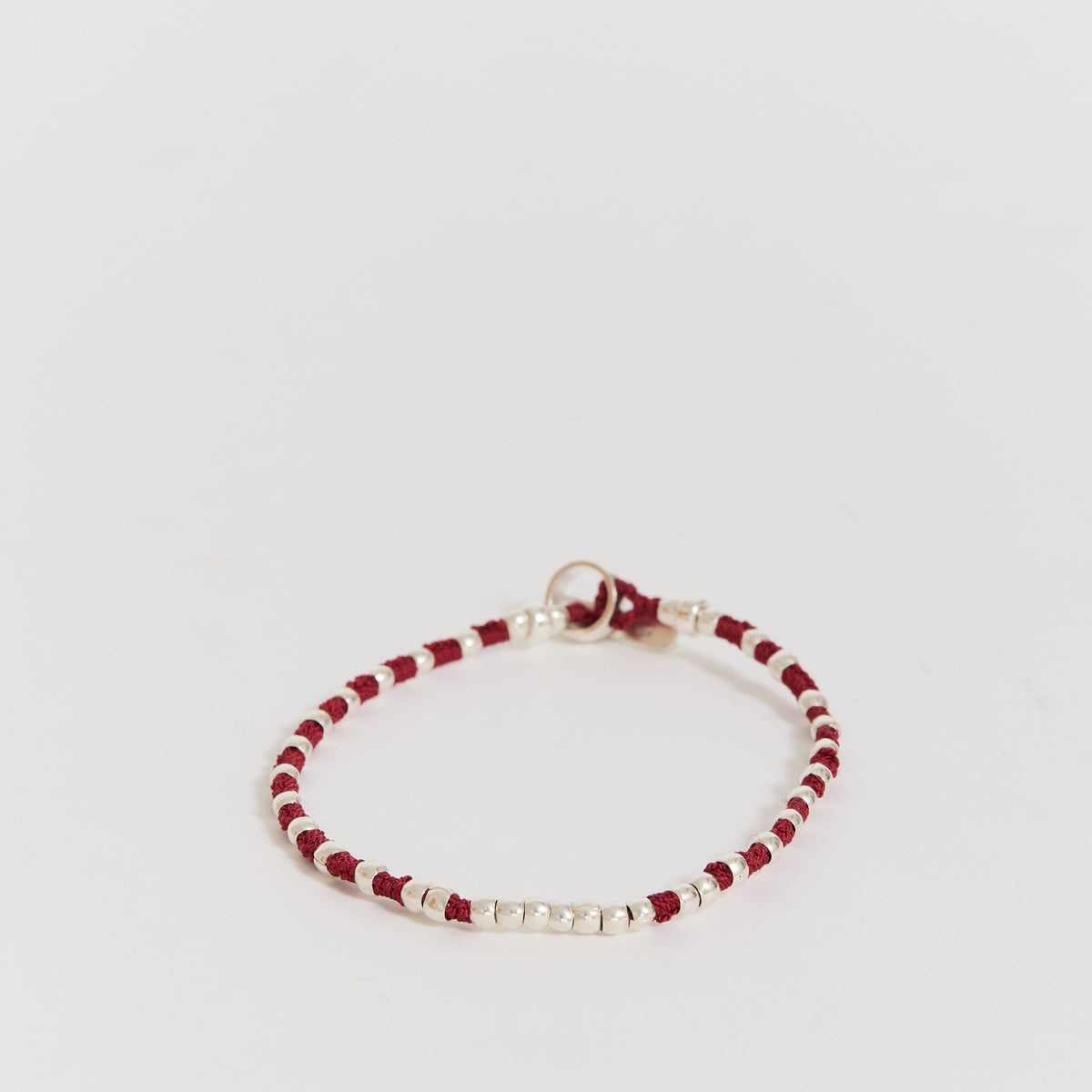 Silver Beads Bracelet Red