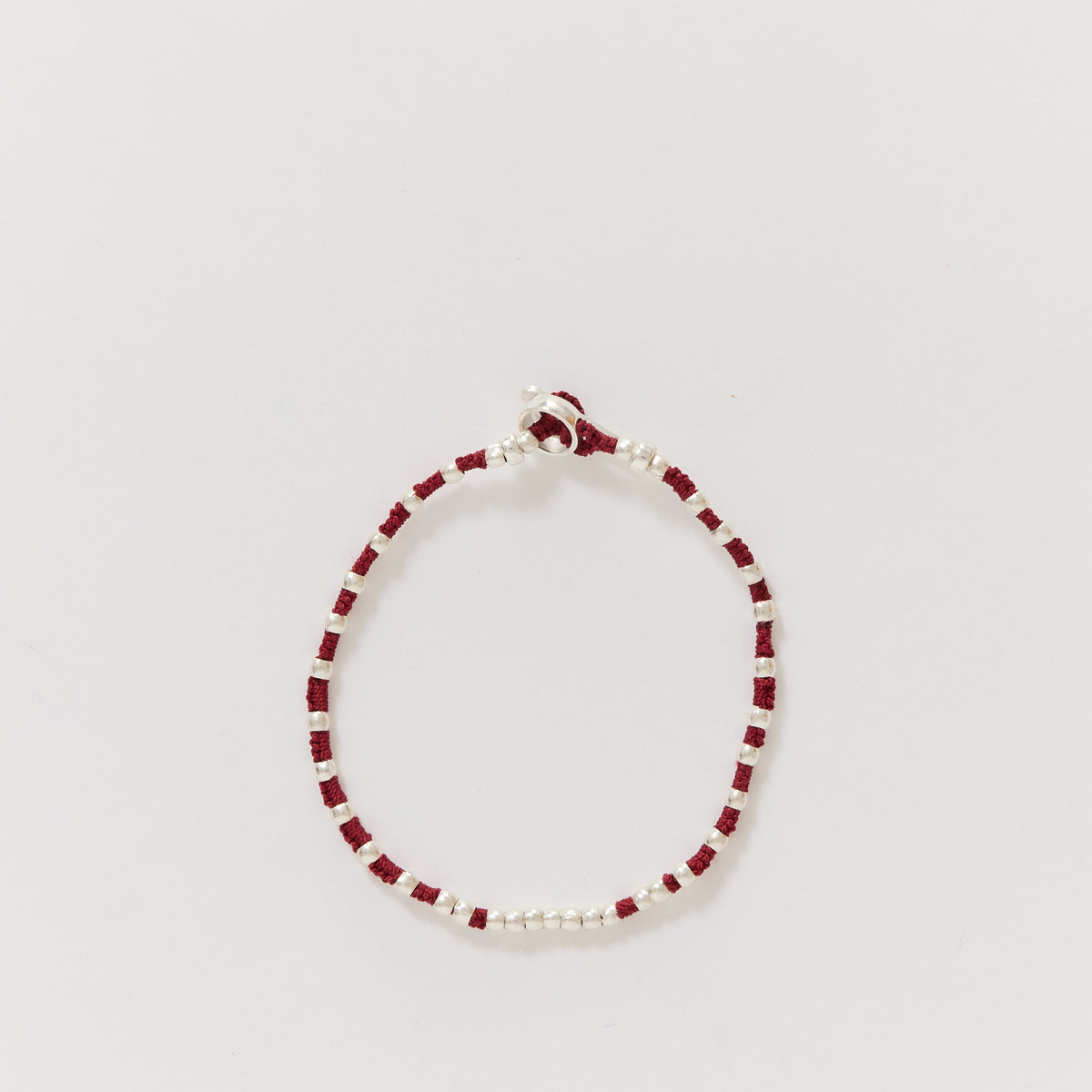 Silver Beads Bracelet Red