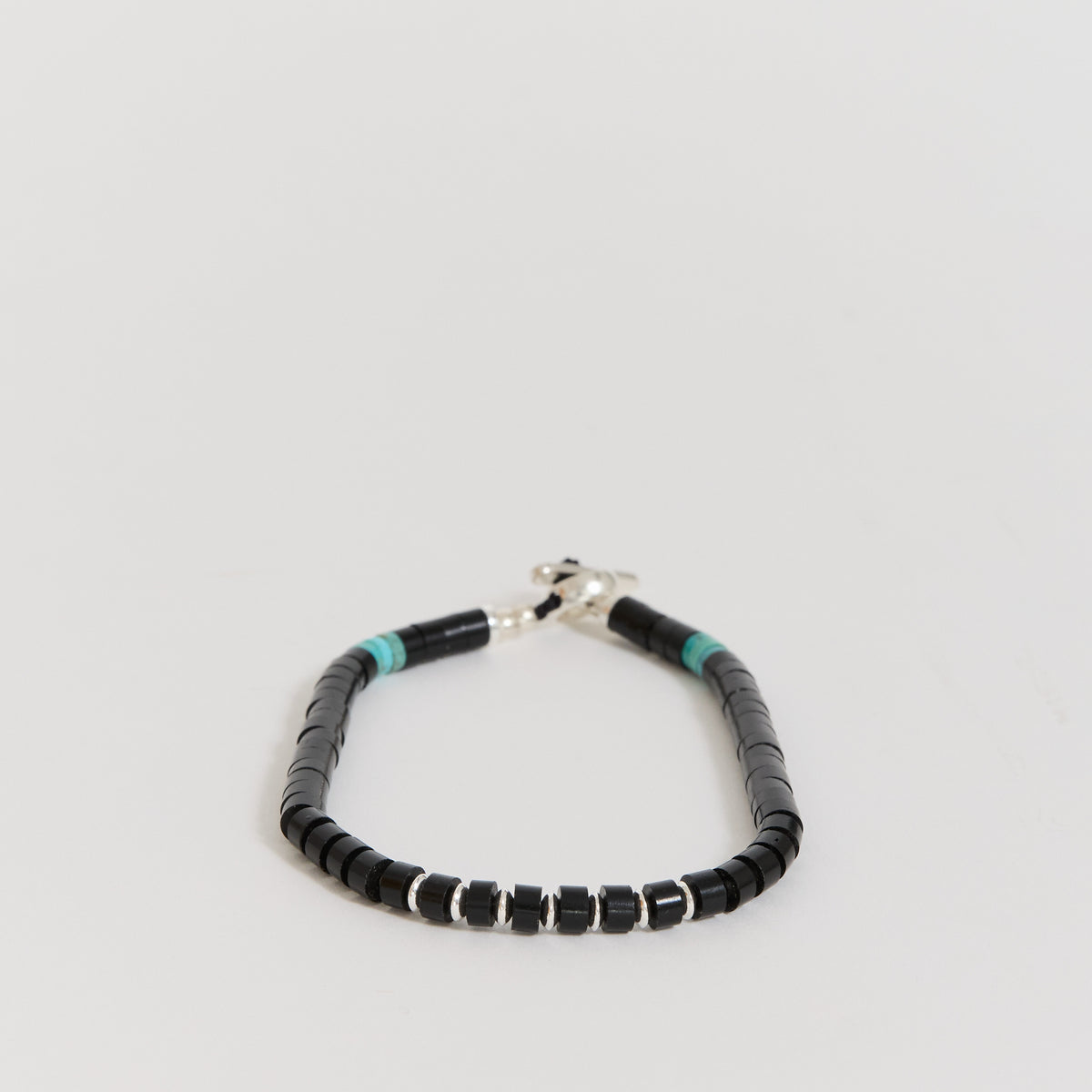 Silver Heishi Bracelet Jet