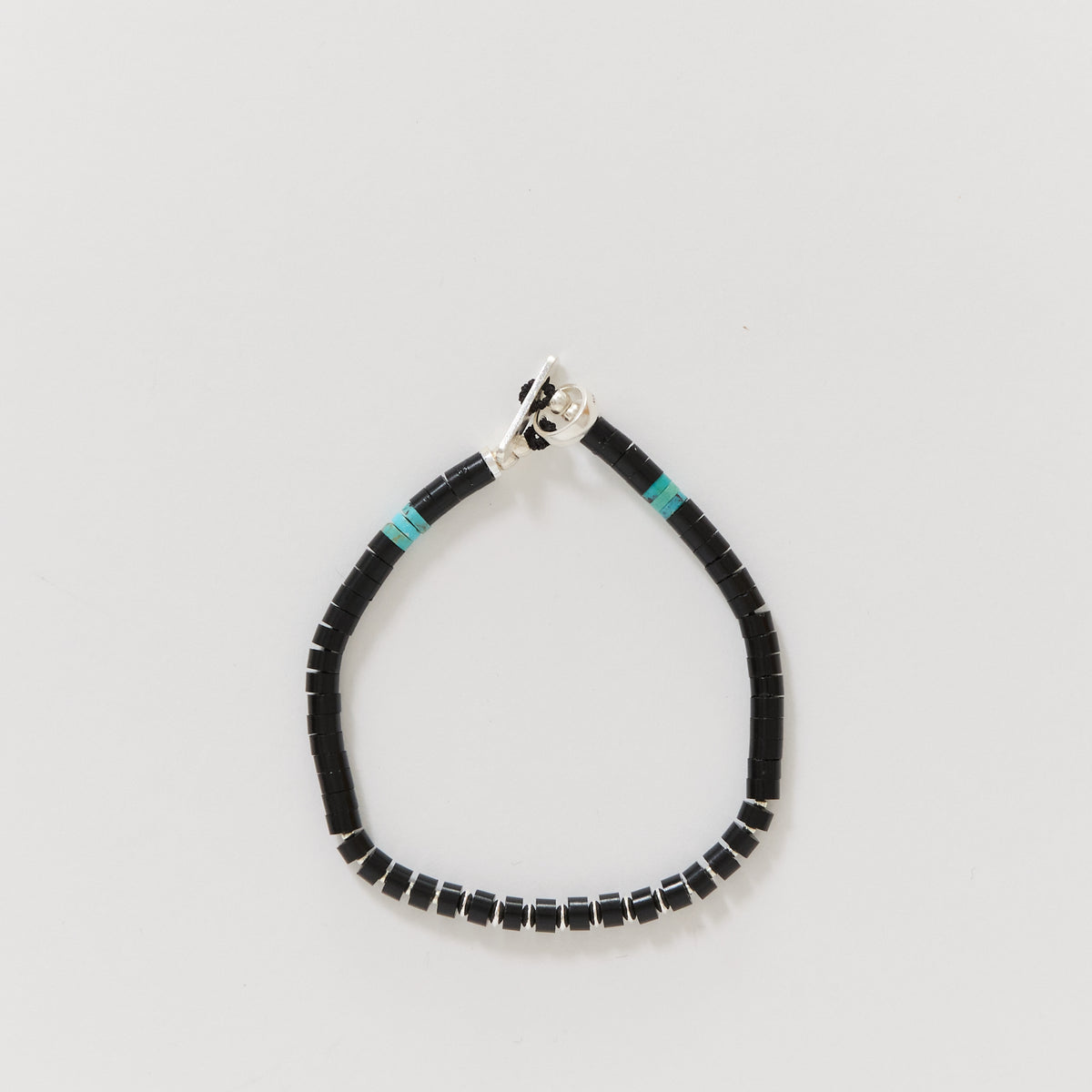Silver Heishi Bracelet Jet
