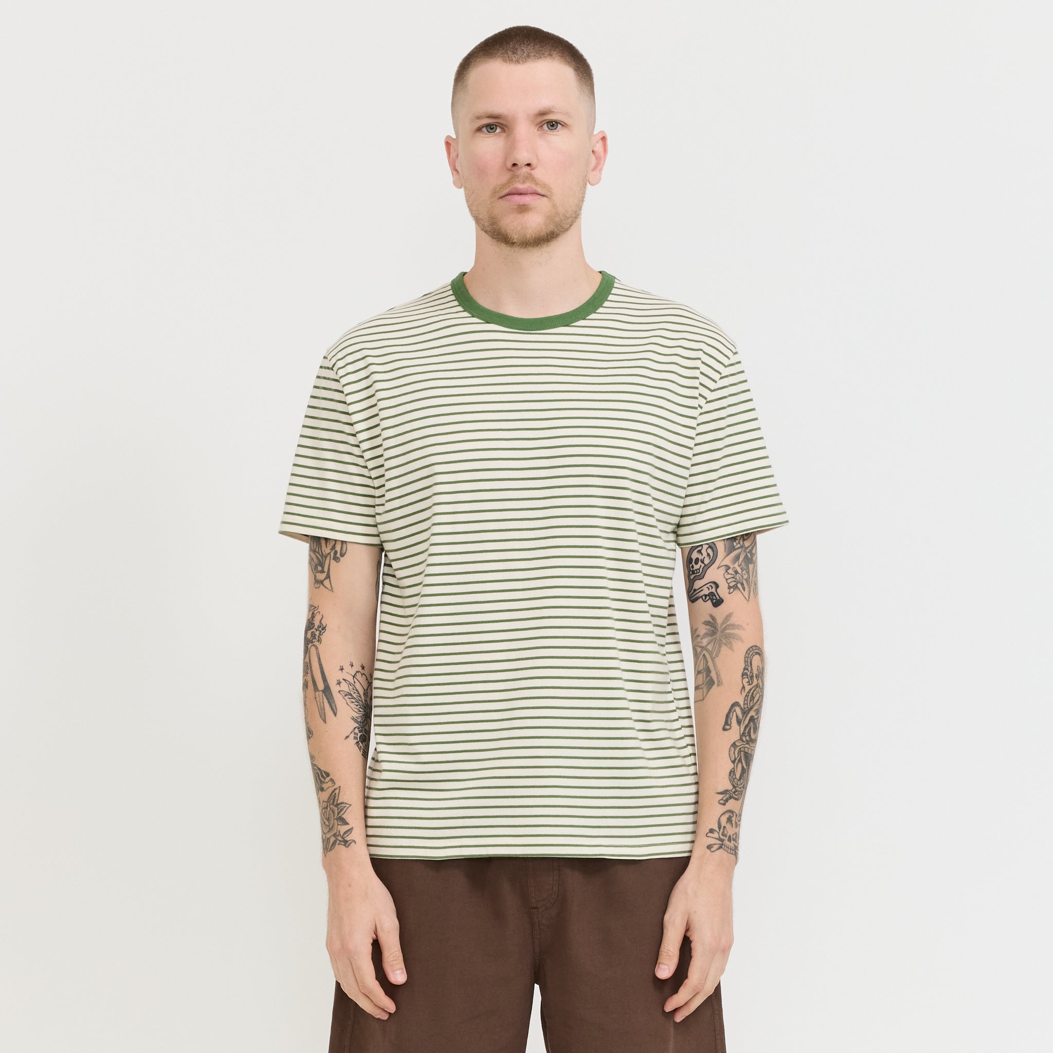 Striped Heavy Tee Natural/Green