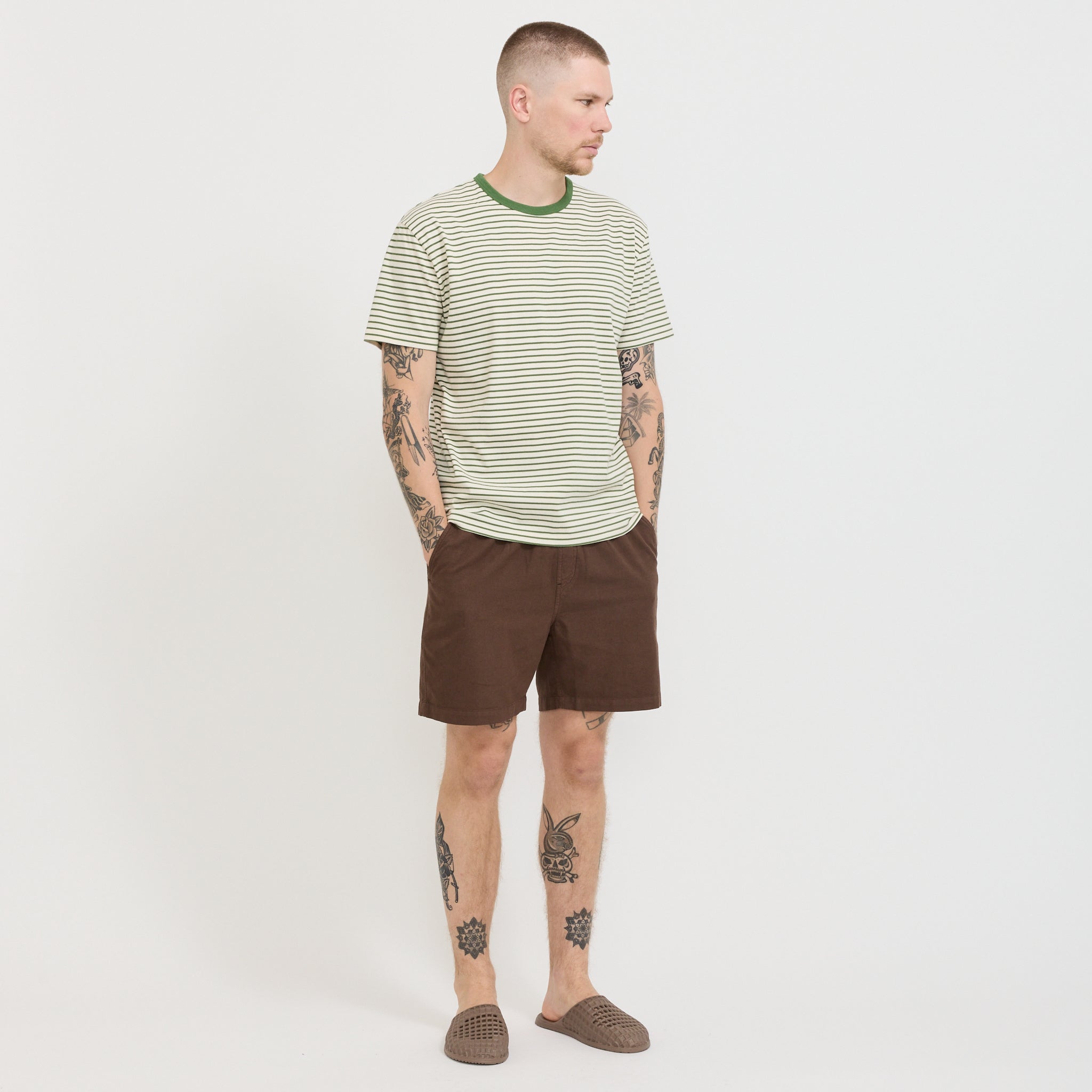 Striped Heavy Tee Natural/Green