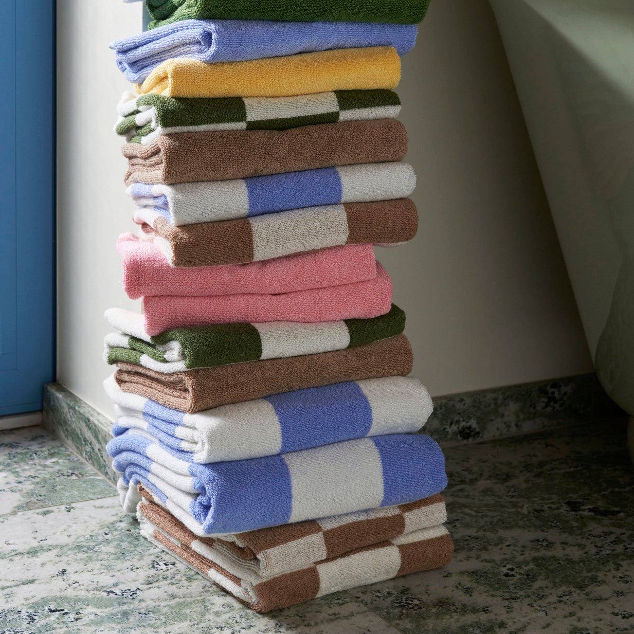 HAY | Check Bath Towel Sky Blue | Maplestore