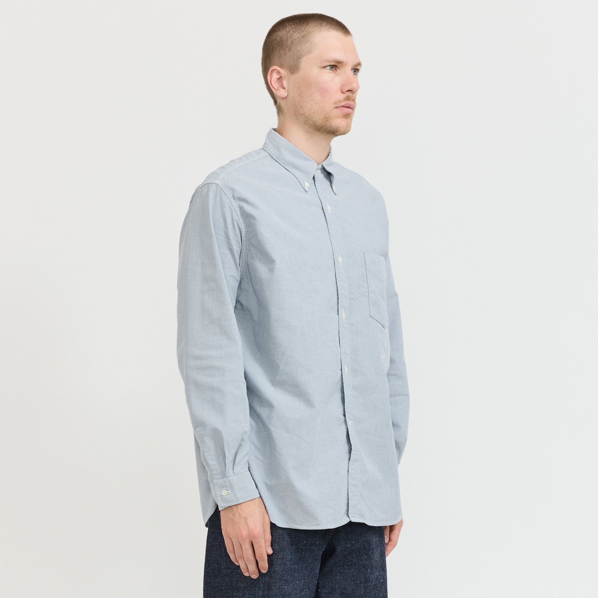 Button Down Wind Shirt Greyish Navy
