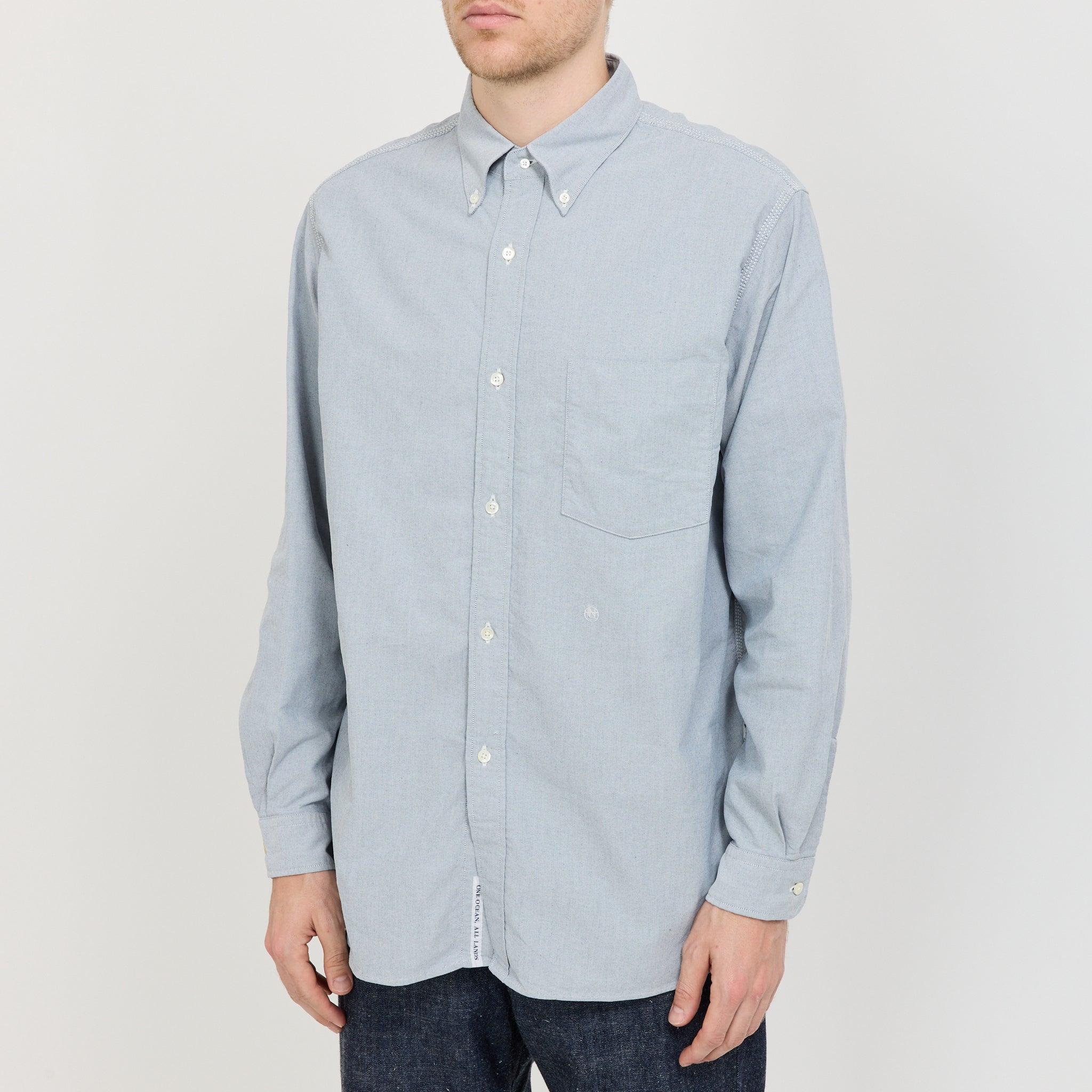 Button Down Wind Shirt Greyish Navy