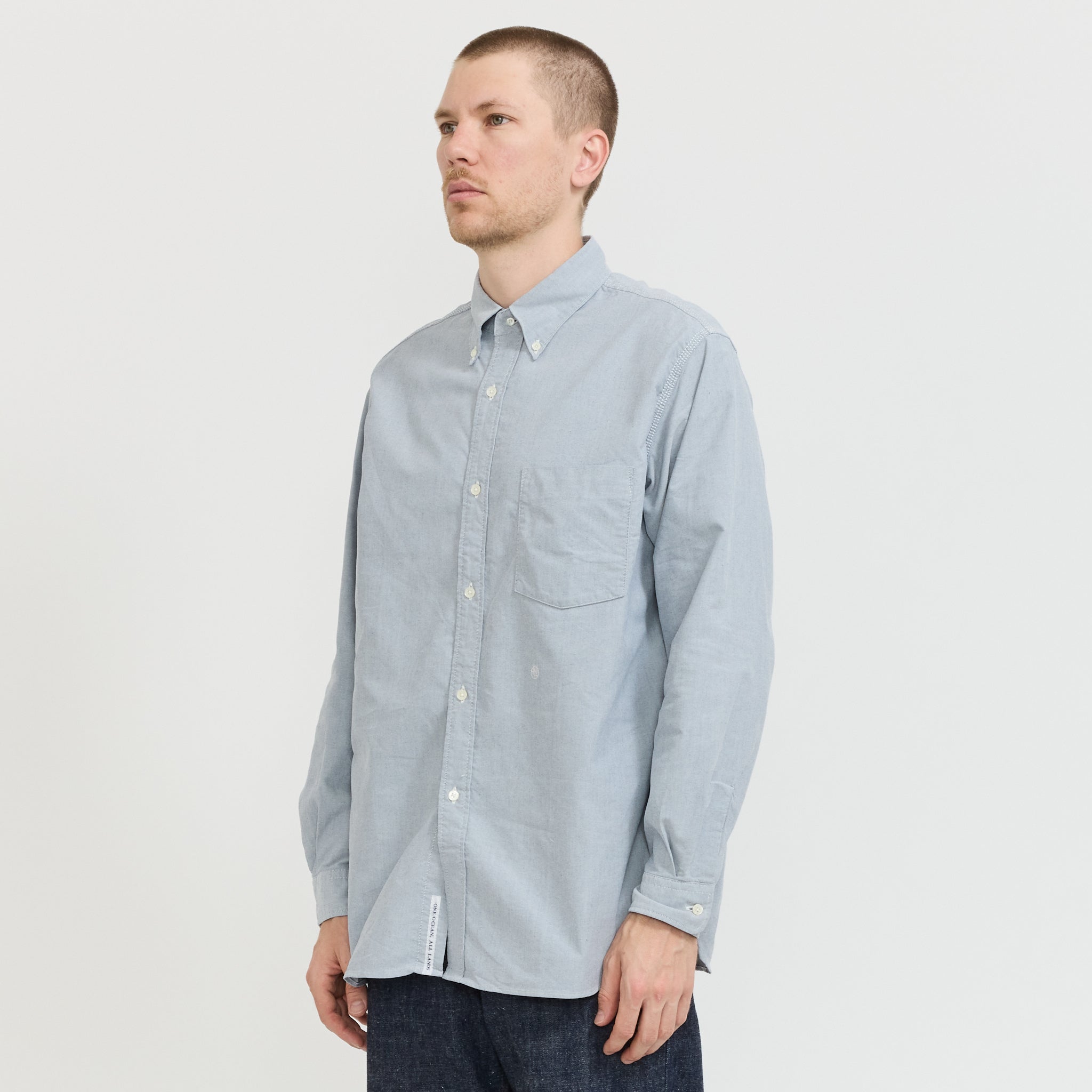 Button Down Wind Shirt Greyish Navy